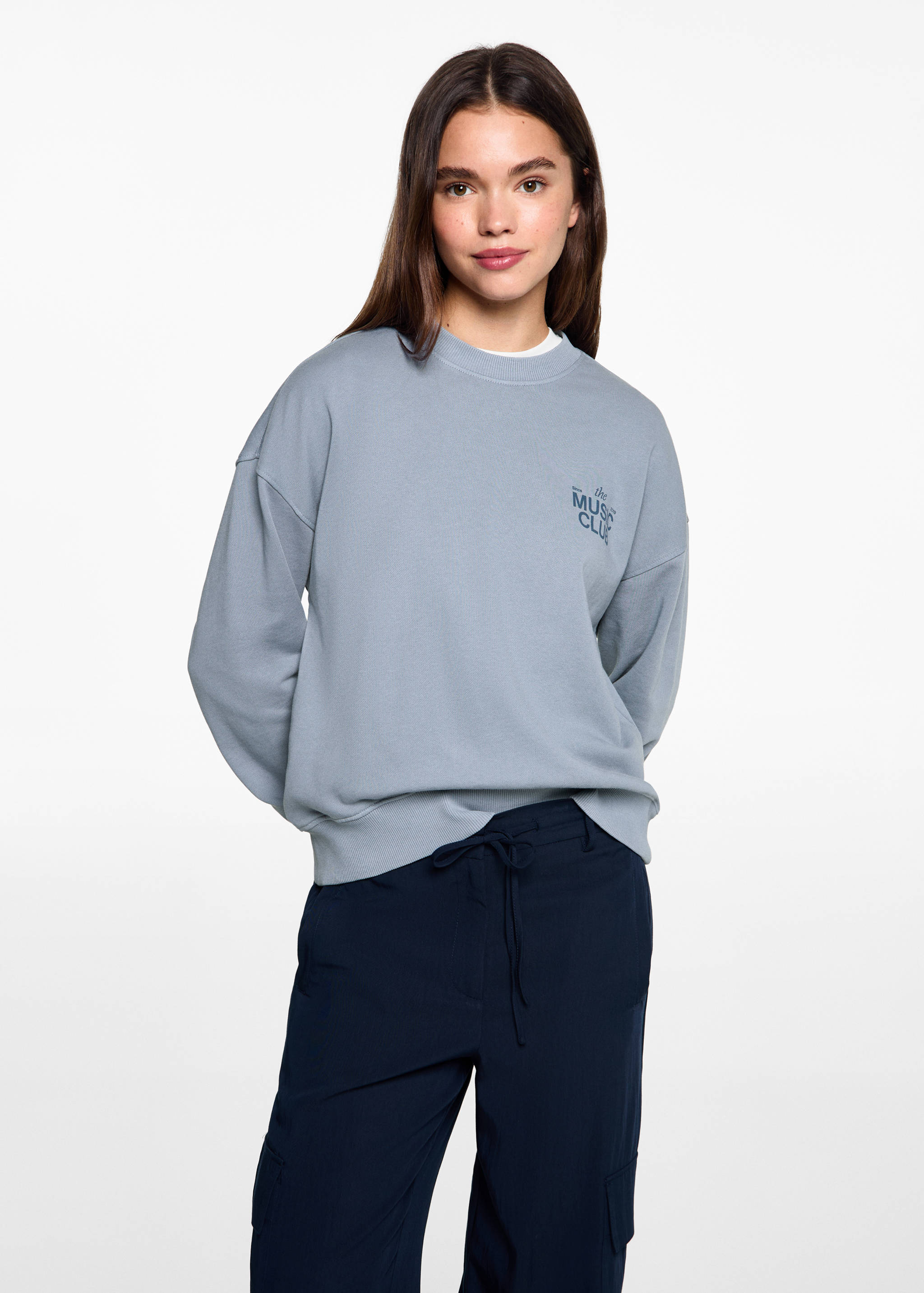 Gemustertes Baumwoll-Sweatshirt - Mittlere Ansicht