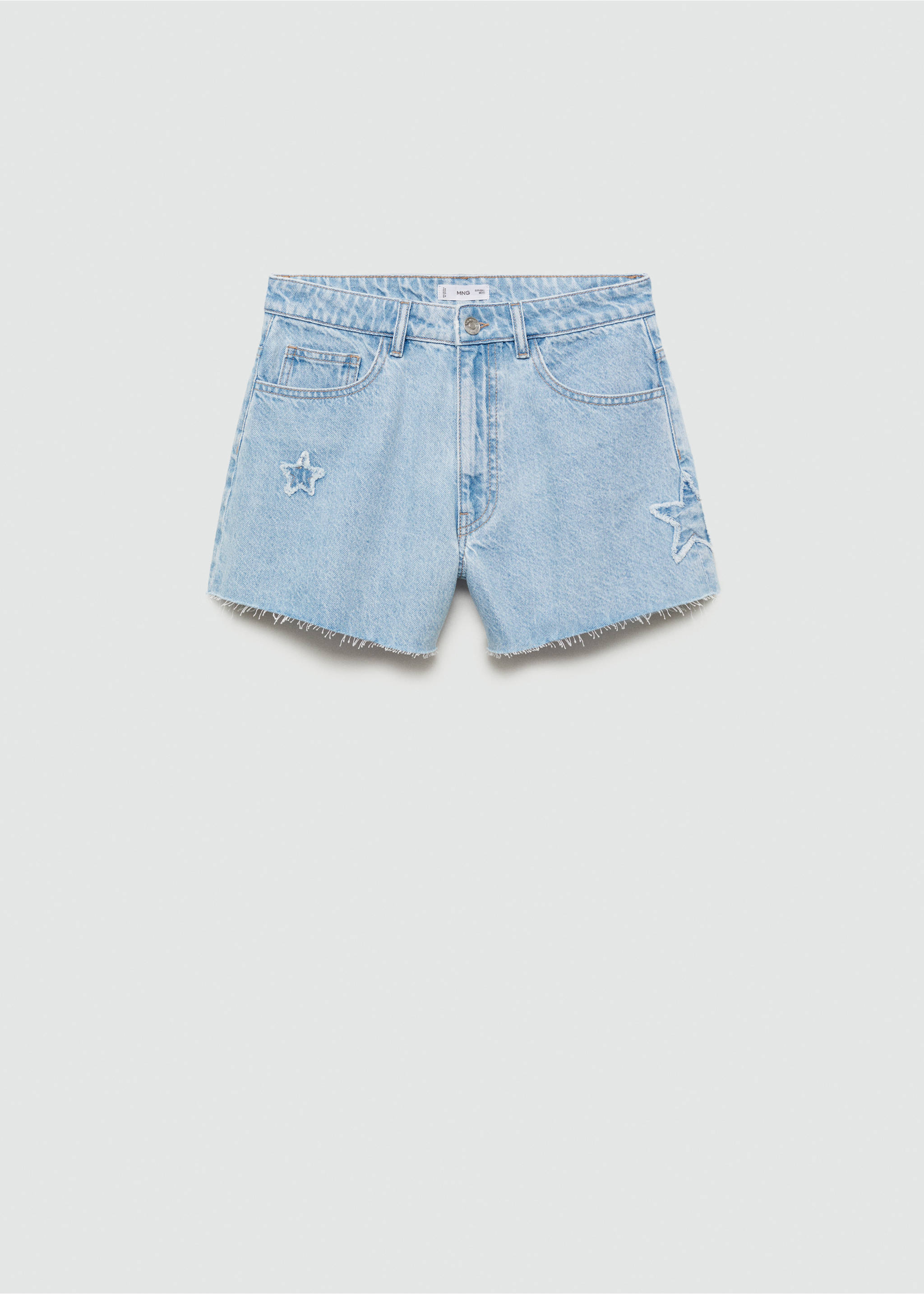 Jeansshort mit Sternmotiv - Artikel ohne Model, Hellblau. Ref: 77072935-00.