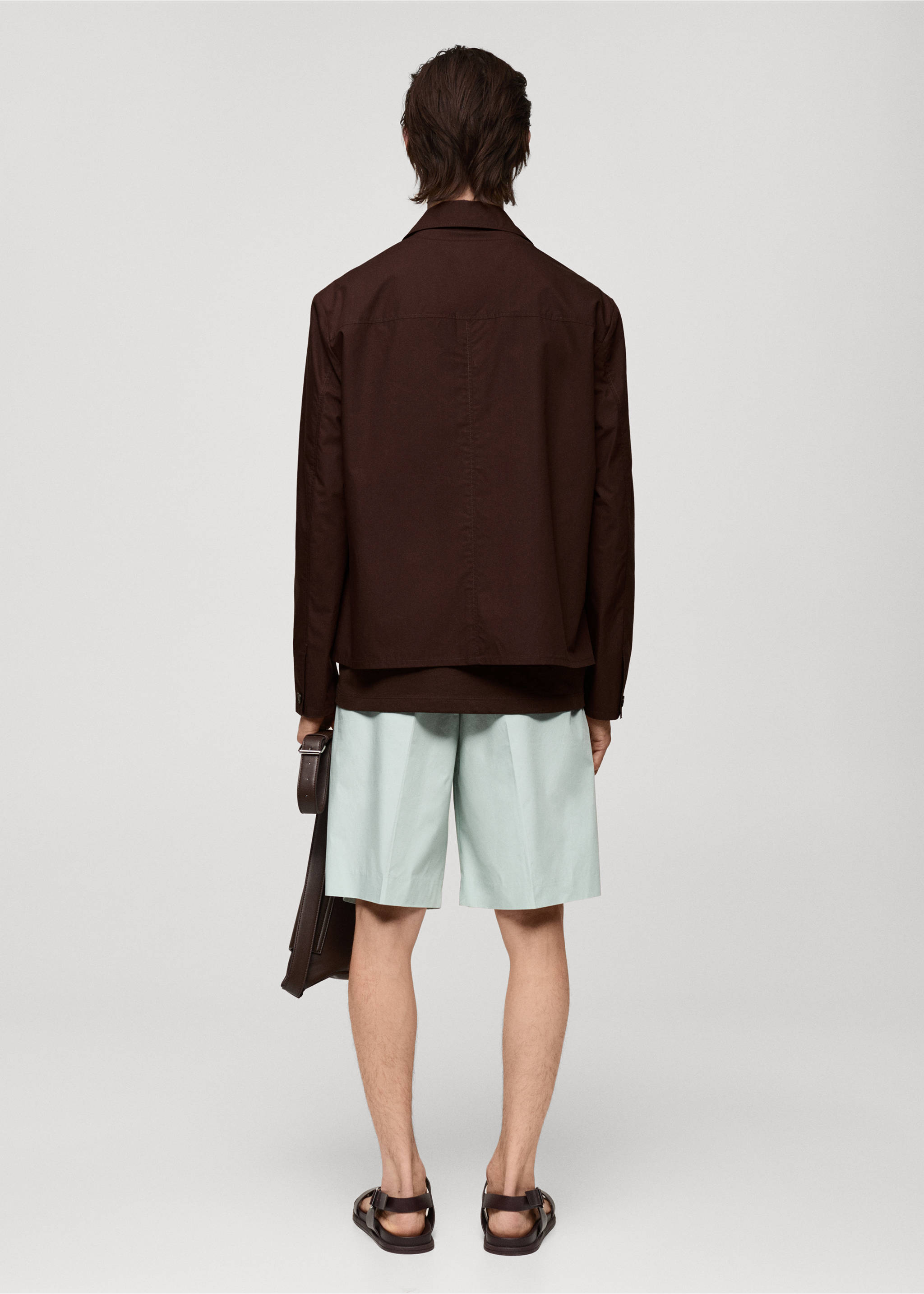 Relaxed-fit bermuda shorts - Reverse of the article, Pastel Green. Ref: 77073259-00.