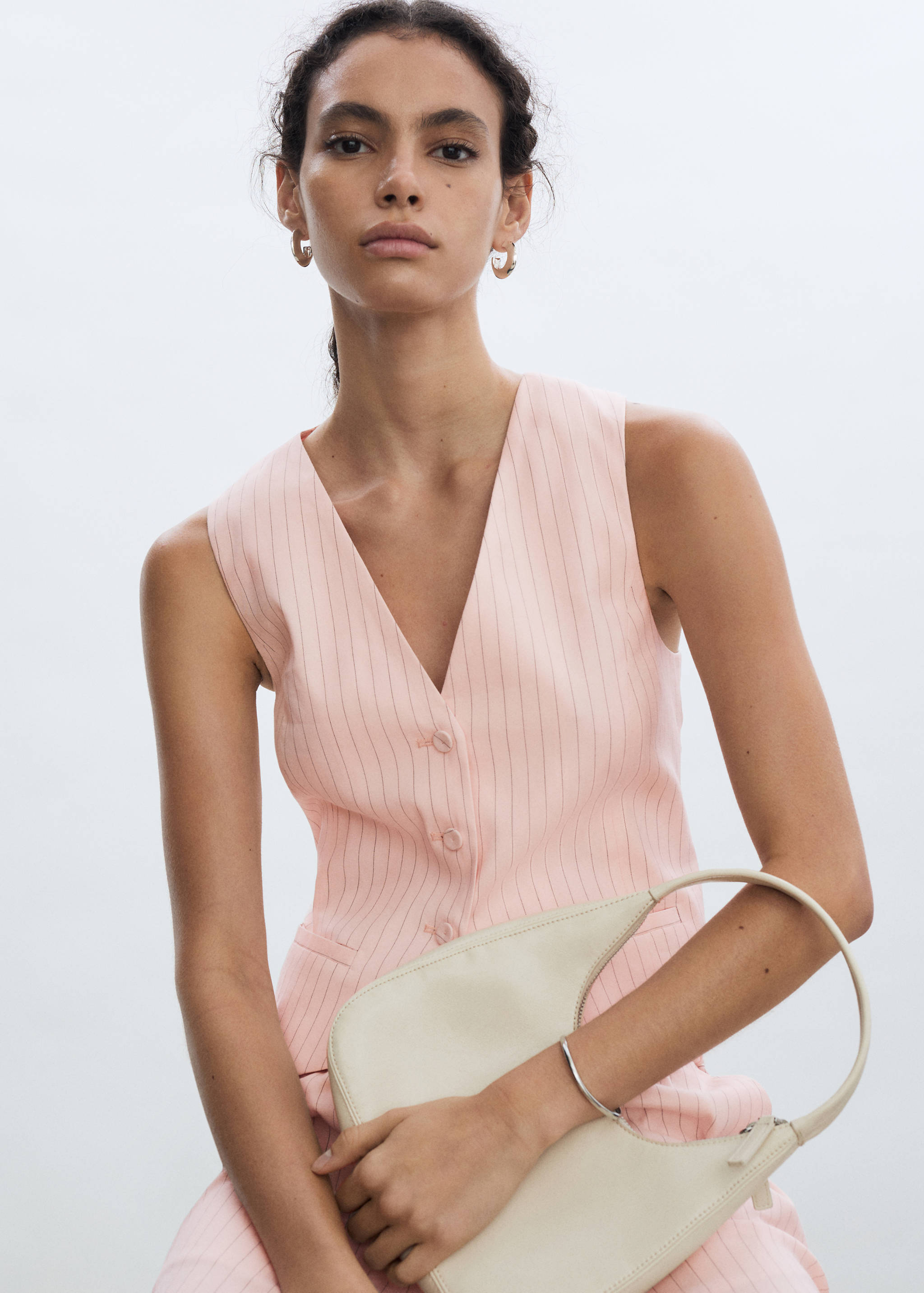 Gilet lin rayures - Plan moyen