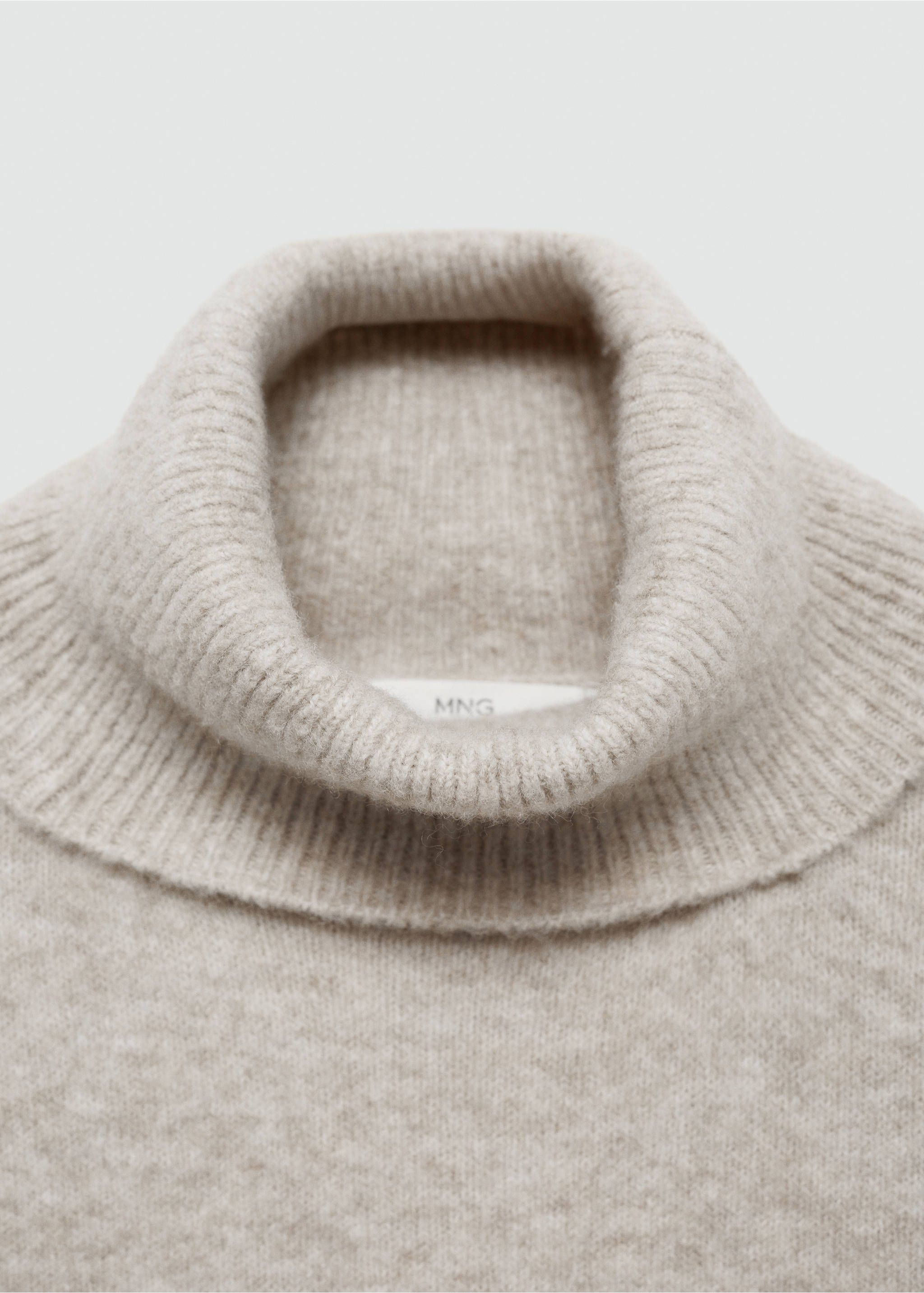 Turtleneck knit sweater - Details of the article 8, Light/Pastel Brown. Ref: 77073266-00.