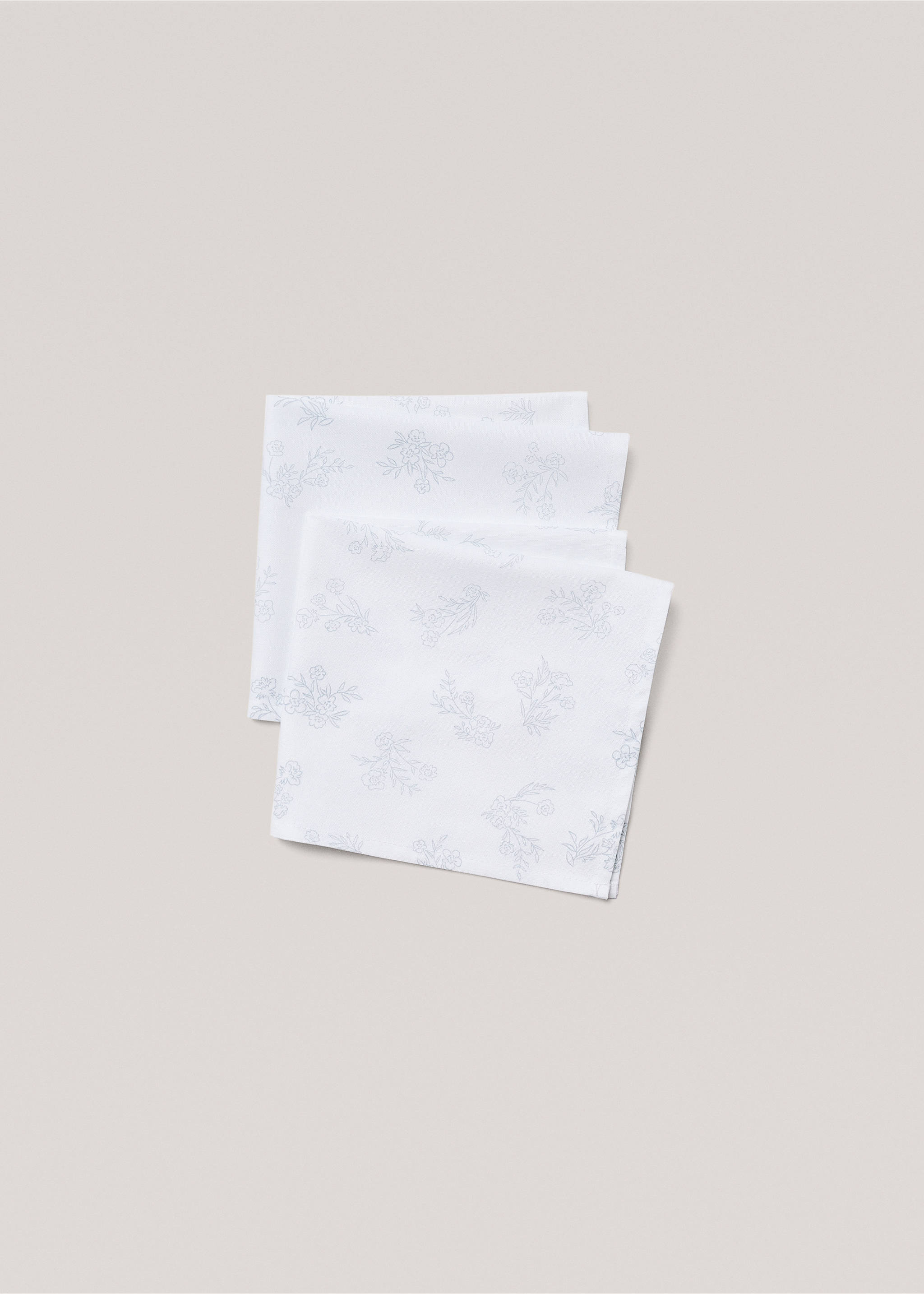 Cotton floral-design napkin - Article without model, White. Ref: 77073277-00.