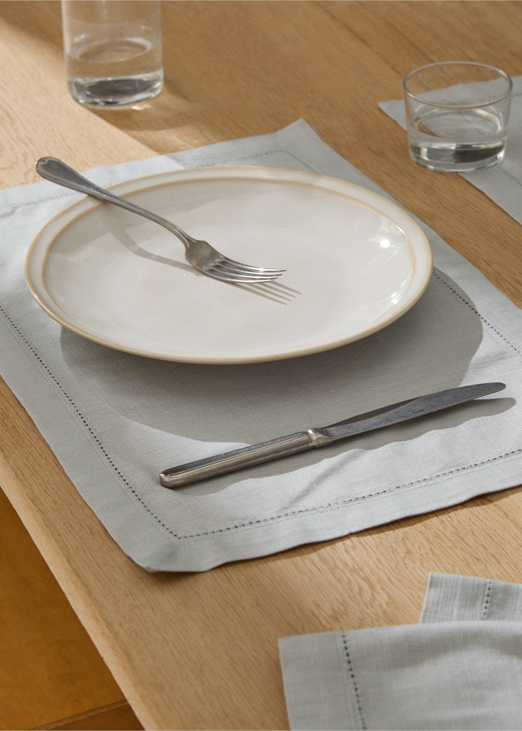 Hemstitch placemat - General plane, Aqua Green. Ref: 77073279-00.