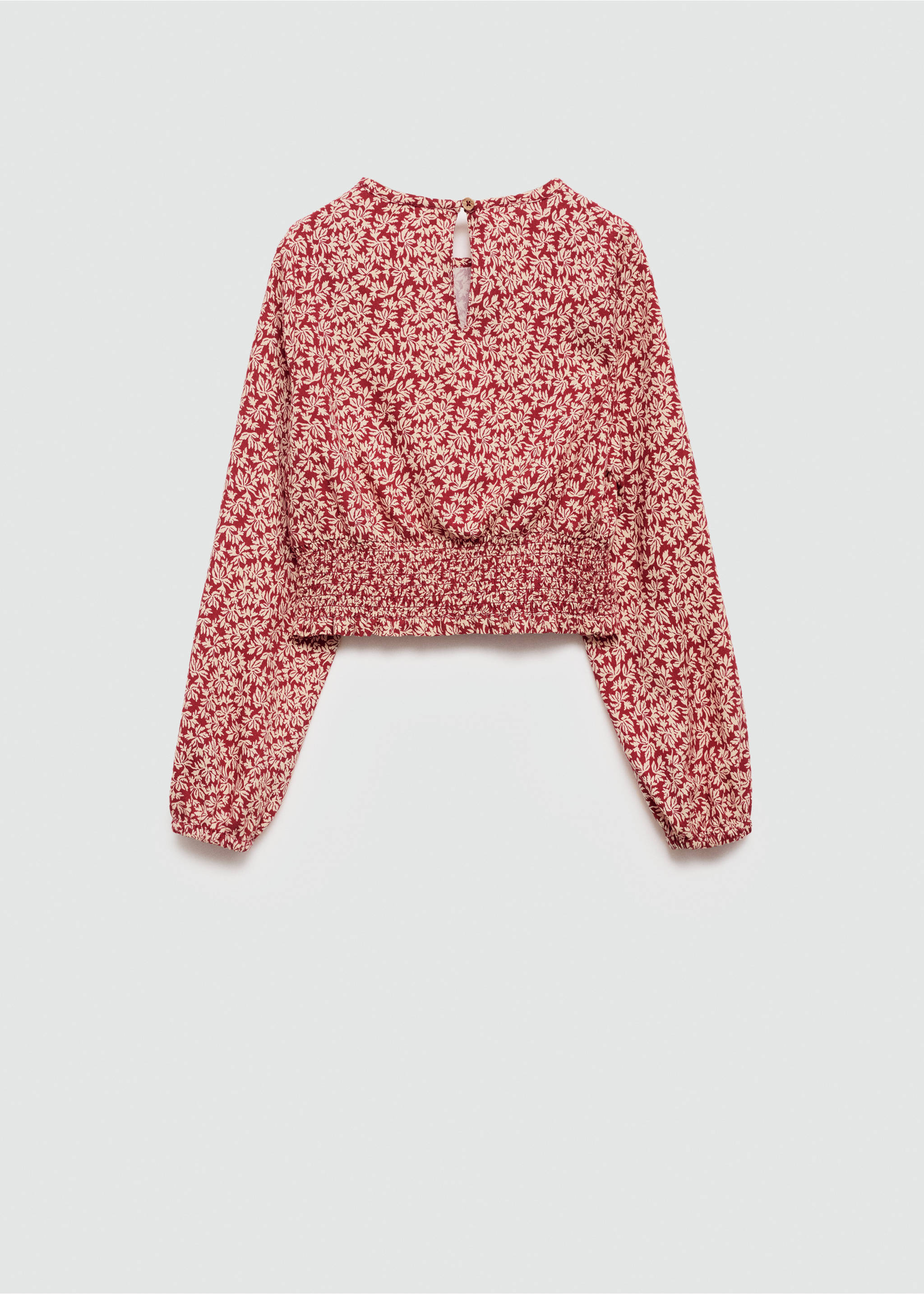 Ruched printed blouse - Reverse of the article, Maroon. Ref: 77073281-00.