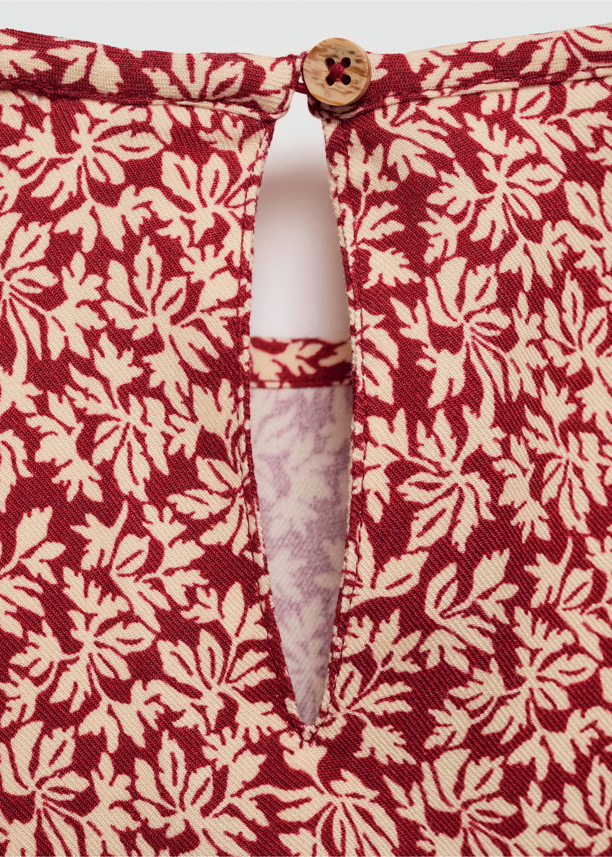 Ruched printed blouse - Details of the article 0, Maroon. Ref: 77073281-00.