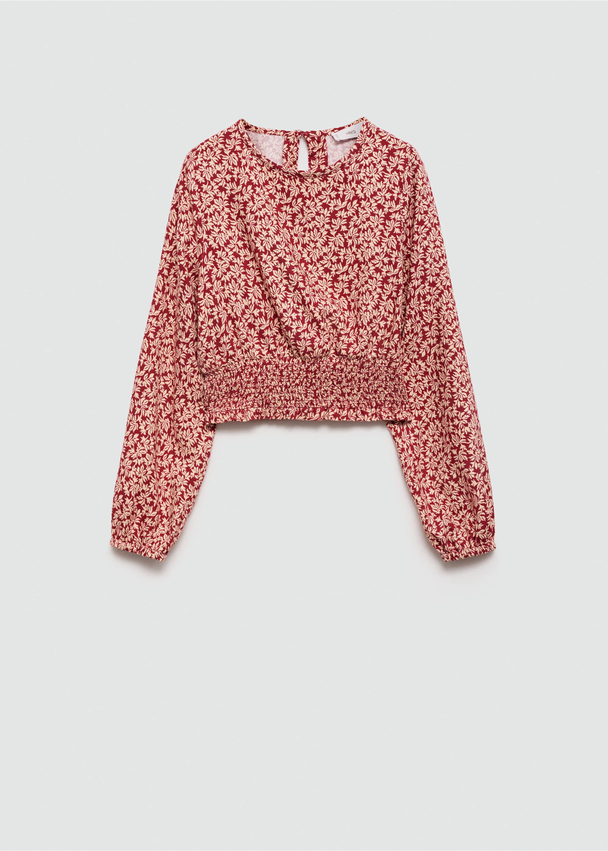 Ruched printed blouse - Article without model, Maroon. Ref: 77073281-00.
