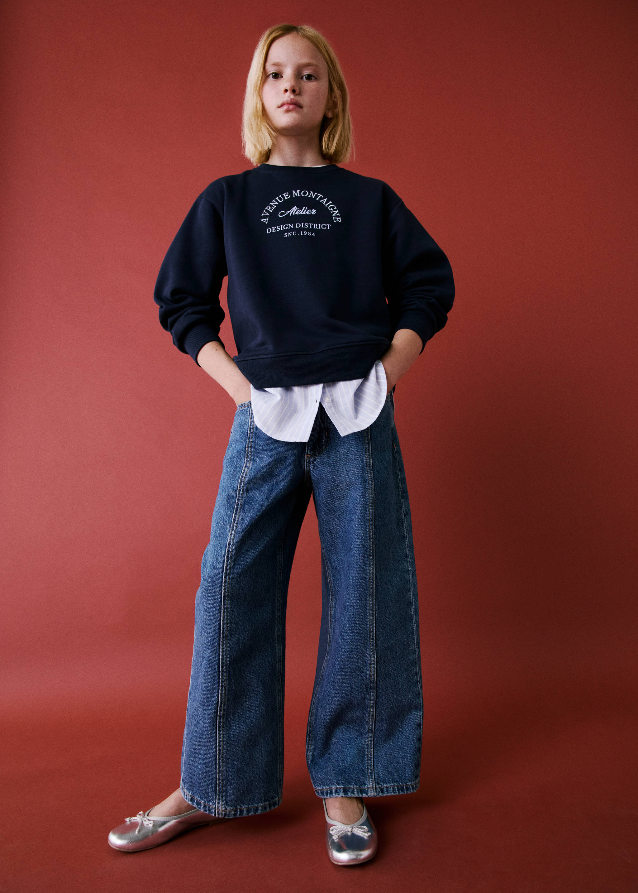 Gestreiftes Sweatshirt mit Hemdeinsatz - Detail des Artikels 3