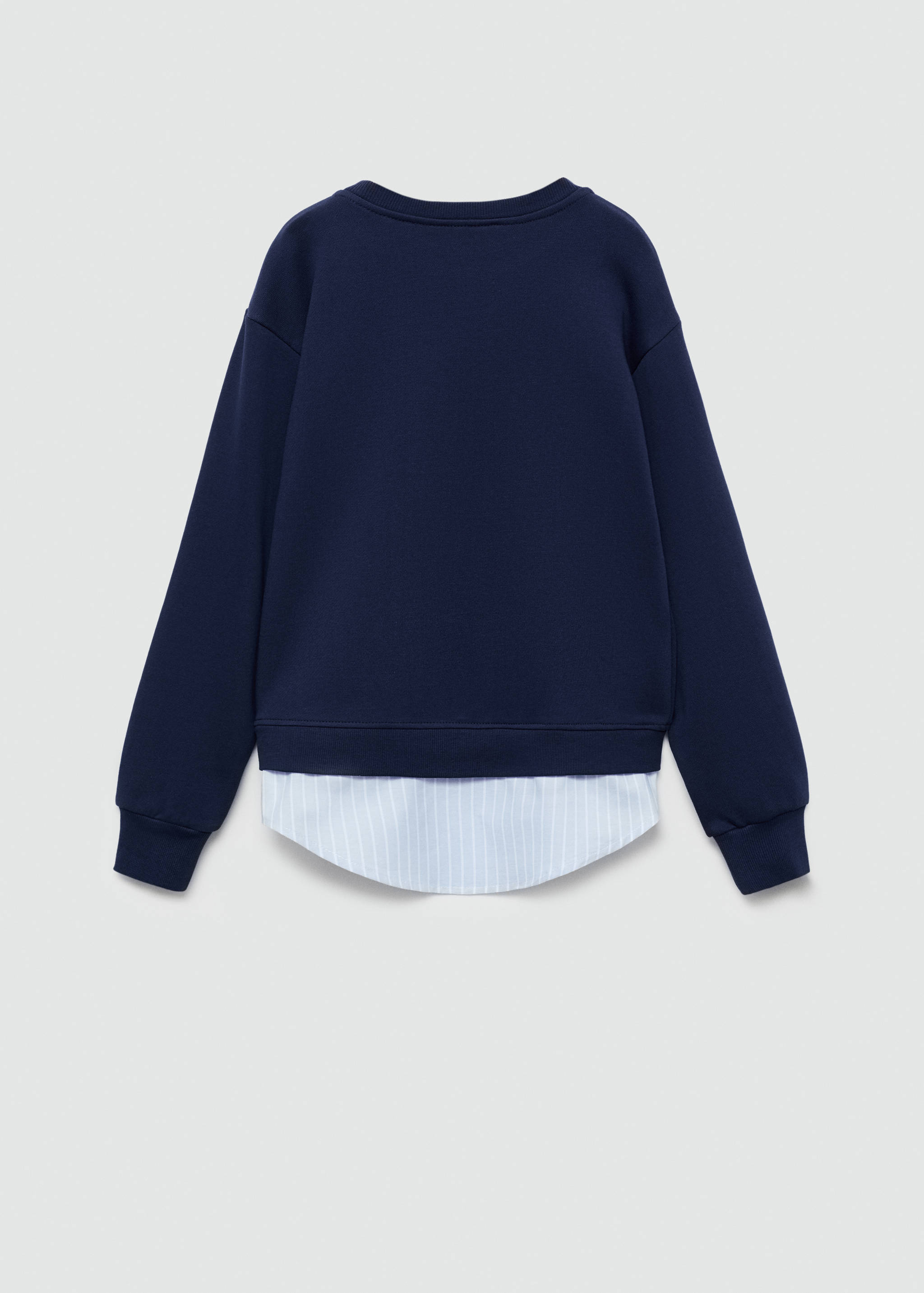 Gestreiftes Sweatshirt mit Hemdeinsatz - Rückseite des Artikels
