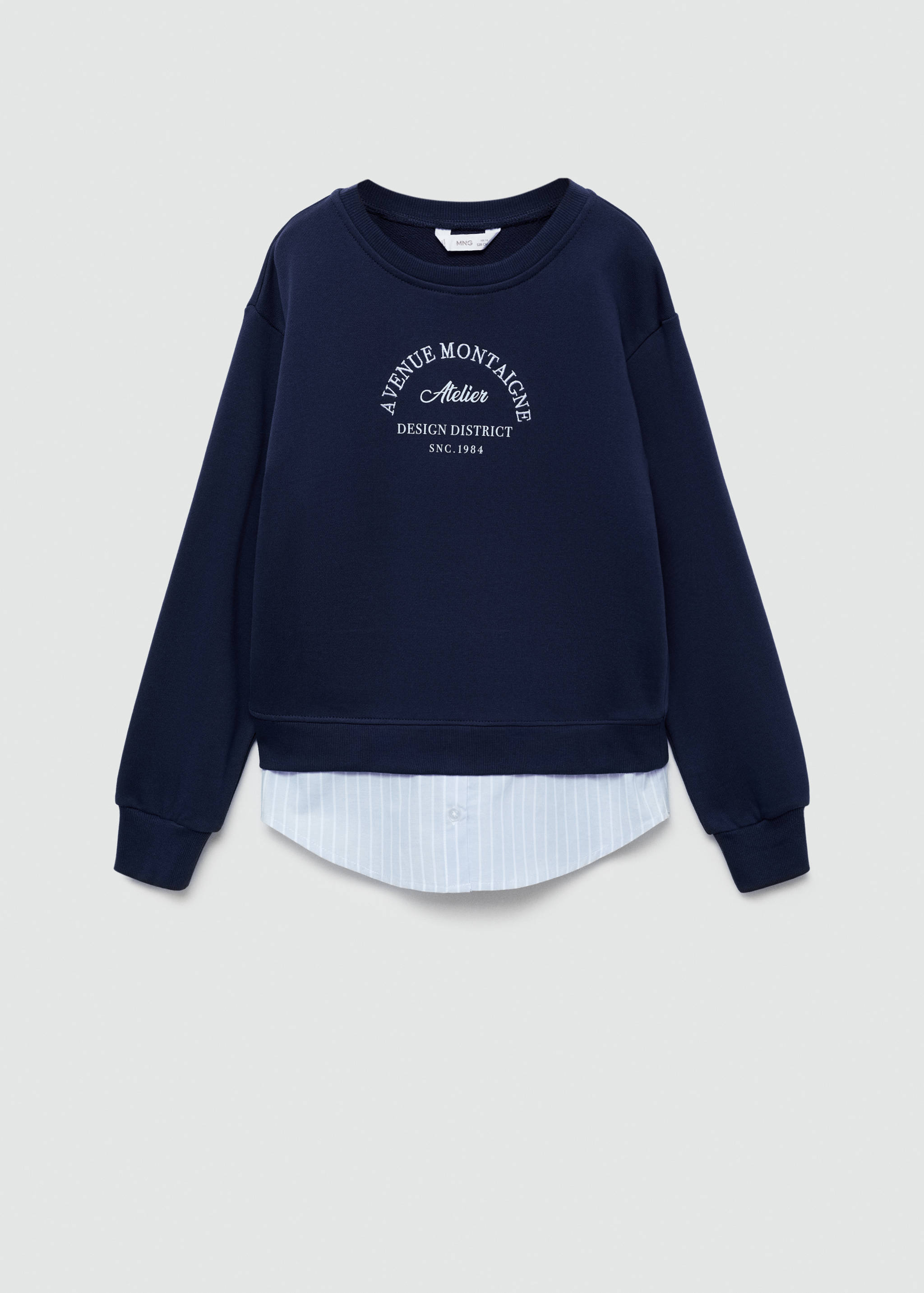 Gestreiftes Sweatshirt mit Hemdeinsatz - Artikel ohne Model