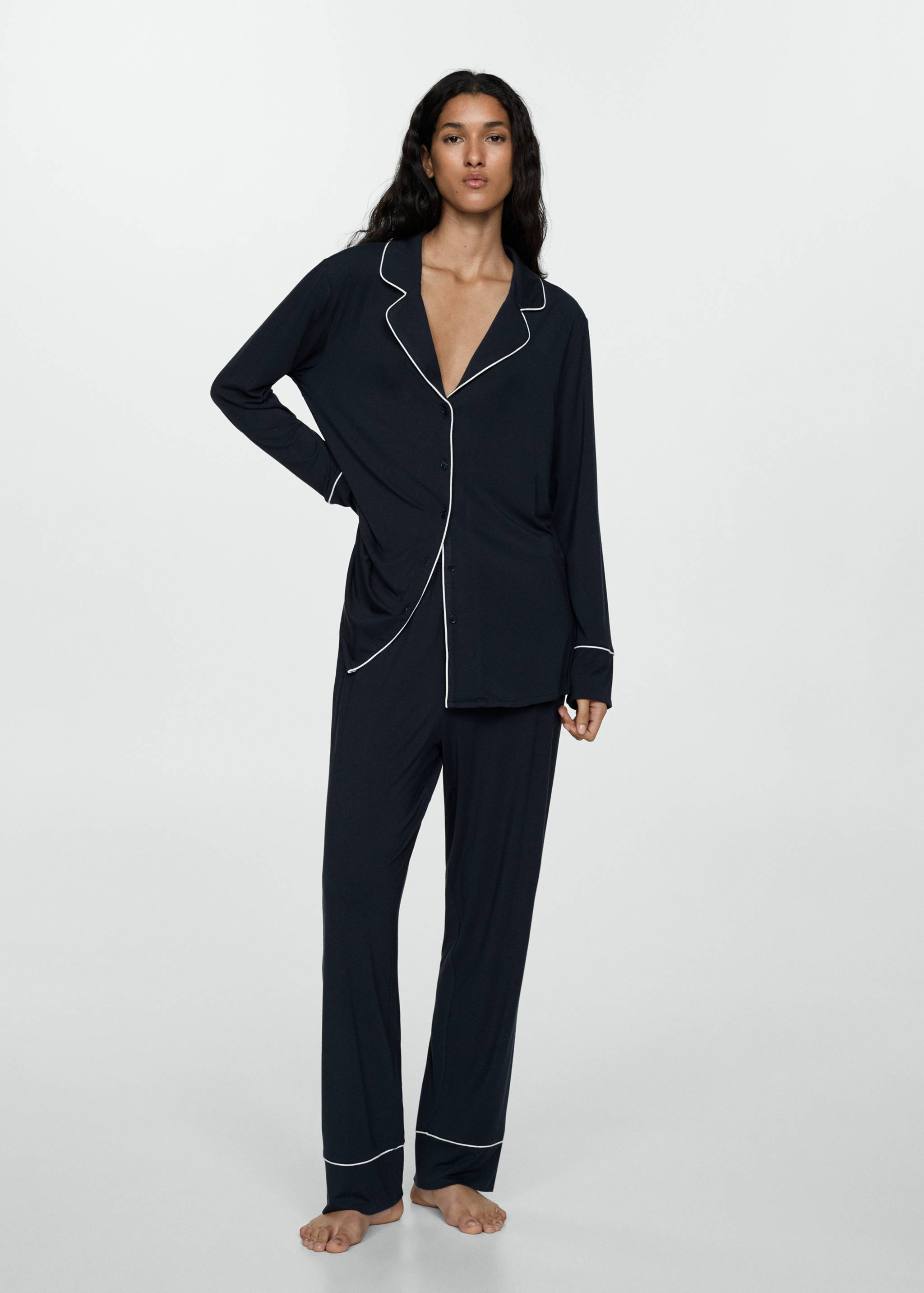 Dvoudílné pyžamo s ozdobným lemováním - Celkový náhled