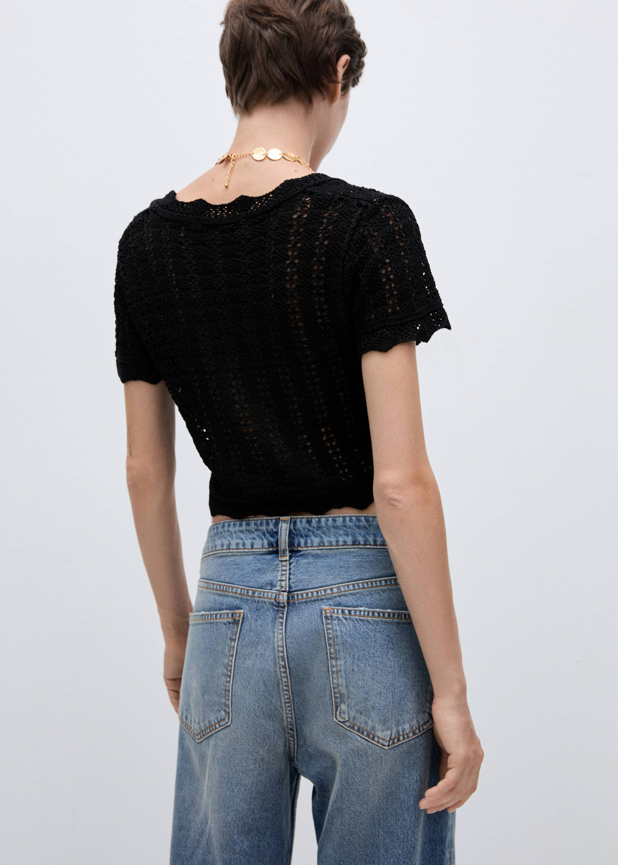 Cardigan de malha com laço - Verso do artigo