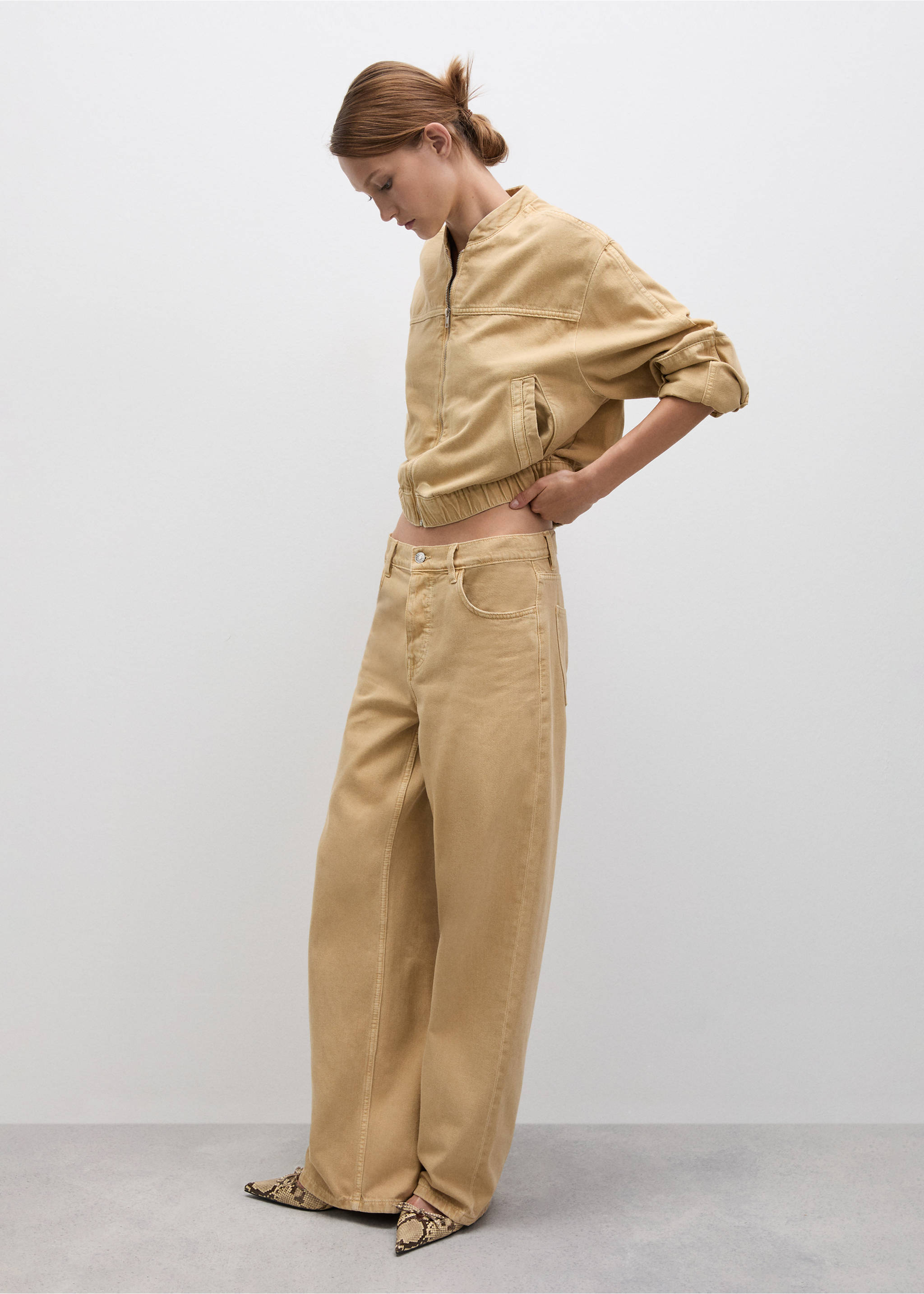 Low-rise loose-fit wide leg jeans - General plane, Medium Brown. Ref: 77074016-00.