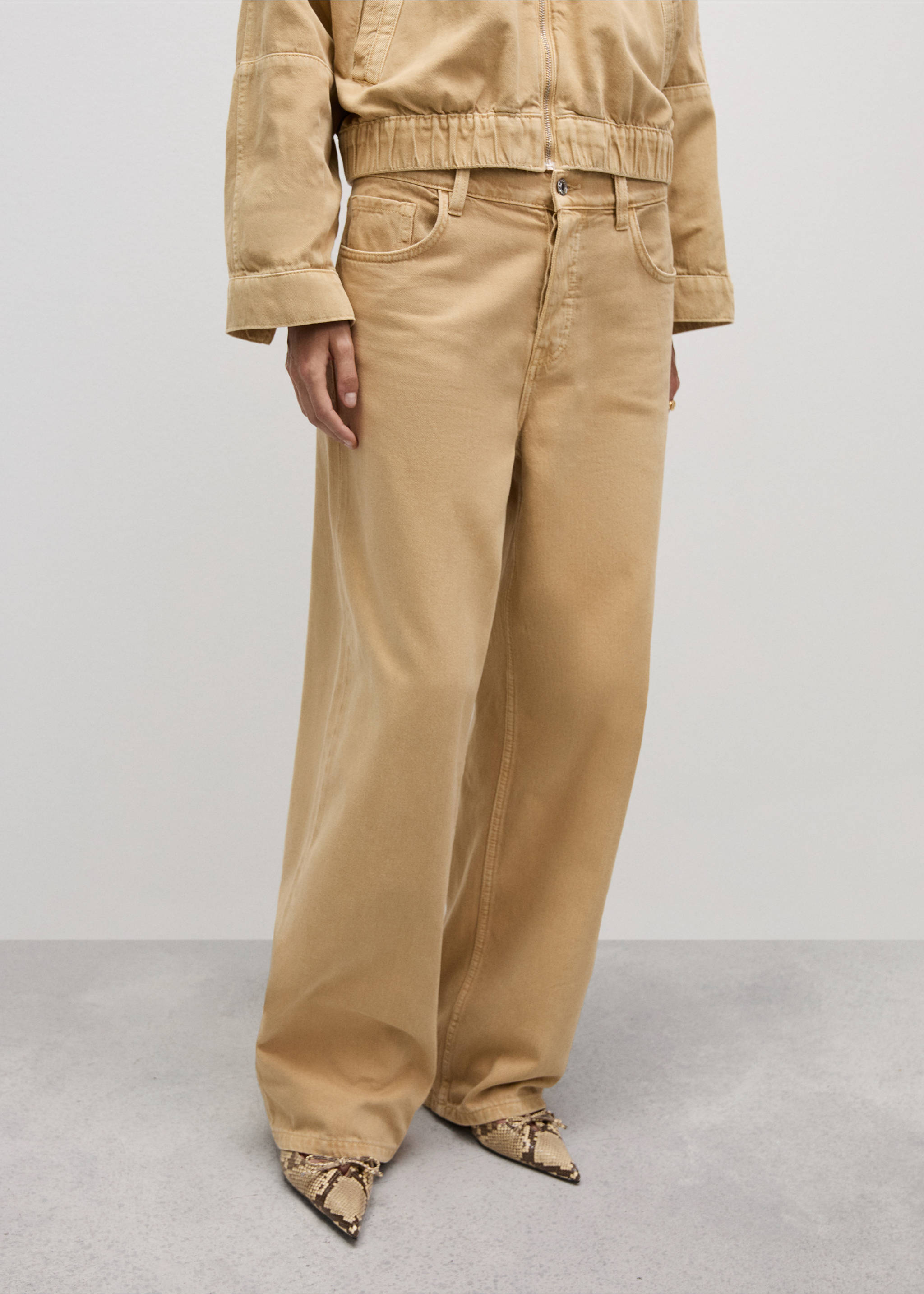 Low-rise loose-fit wide leg jeans - Medium plane, Medium Brown. Ref: 77074016-00.