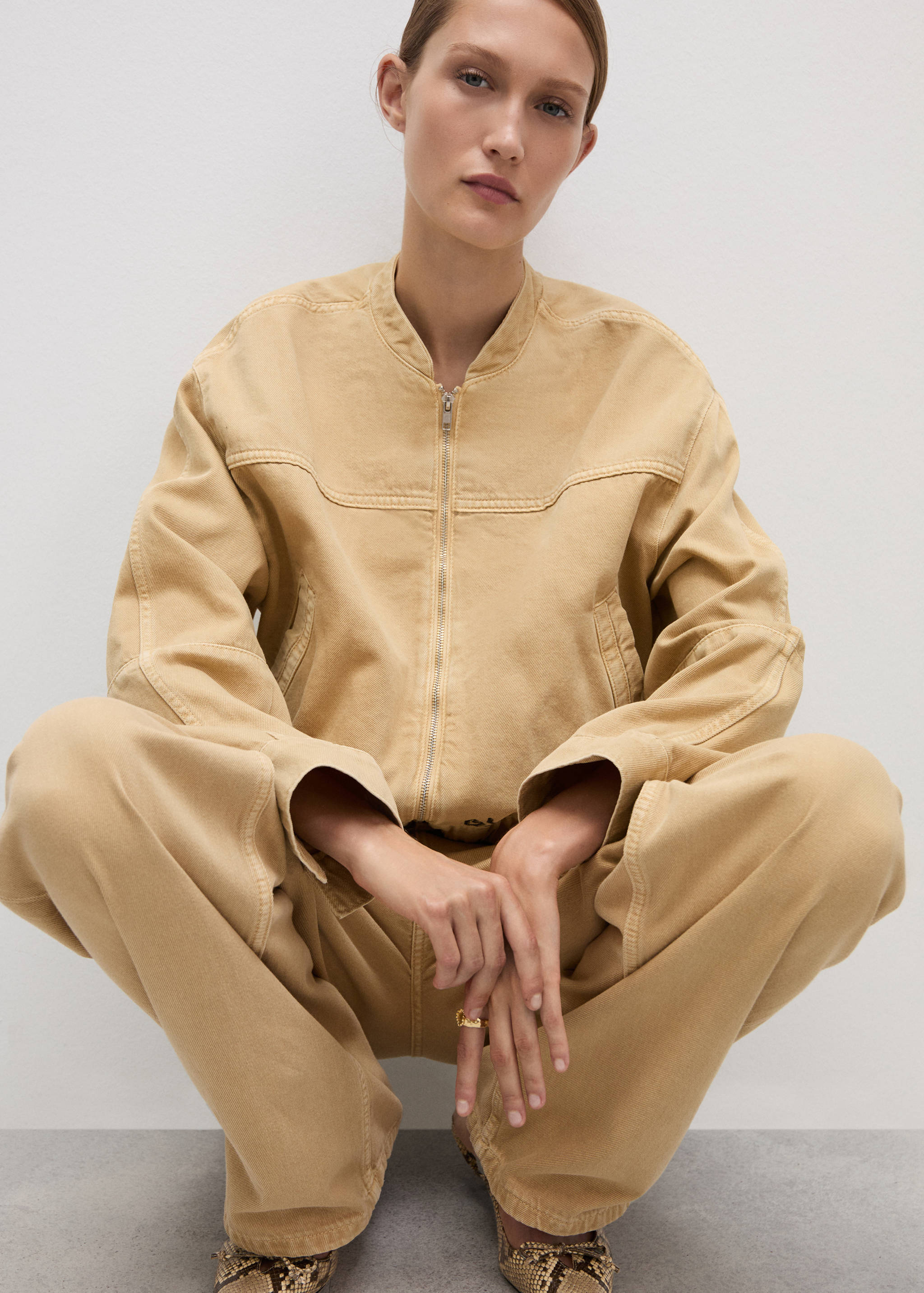 Calças de ganga wideleg folgadas com cintura baixa - Pormenor do artigo 2