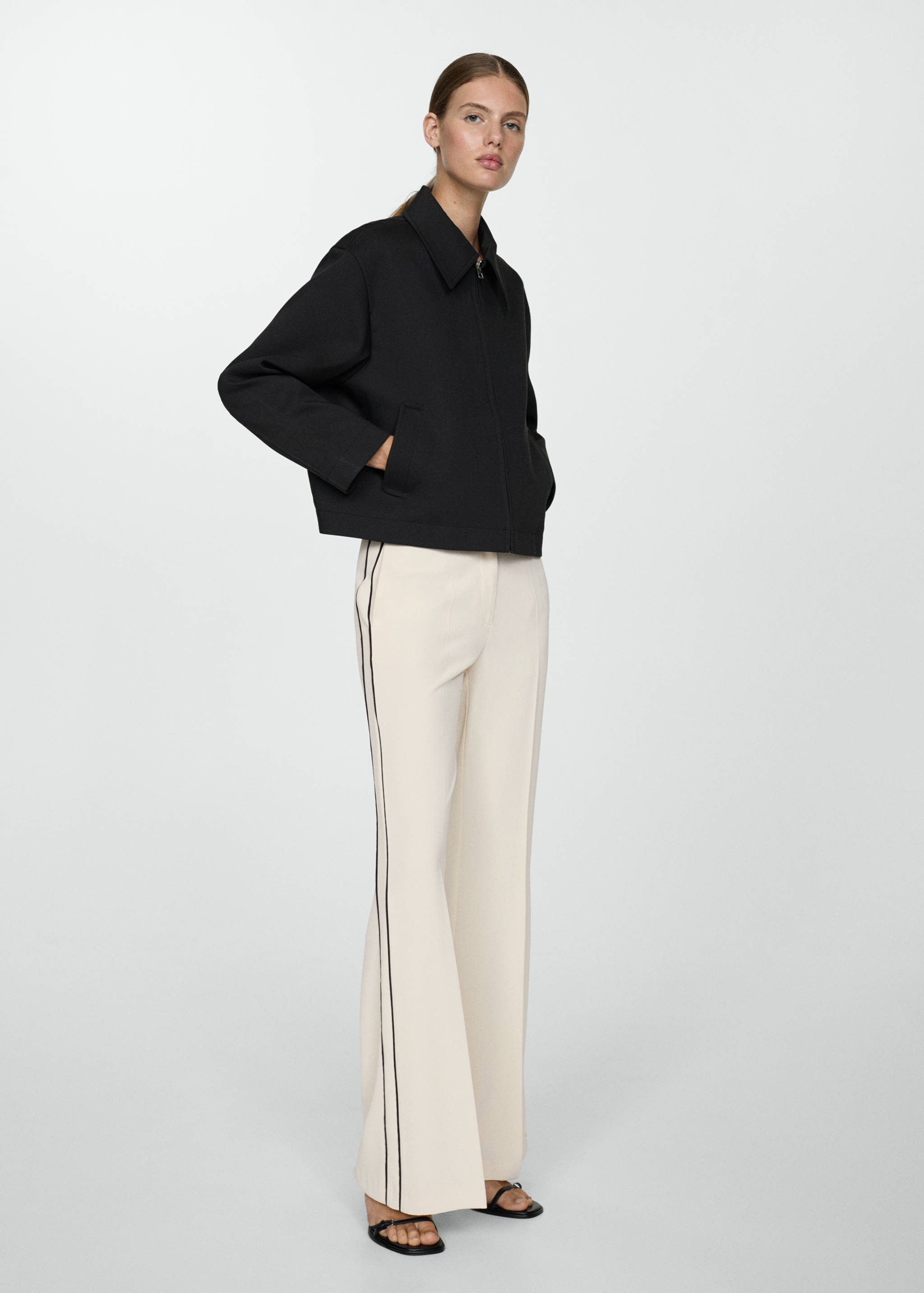 Kurtka z bawełny z koszulowym kołnierzykiem - Plan ogólny