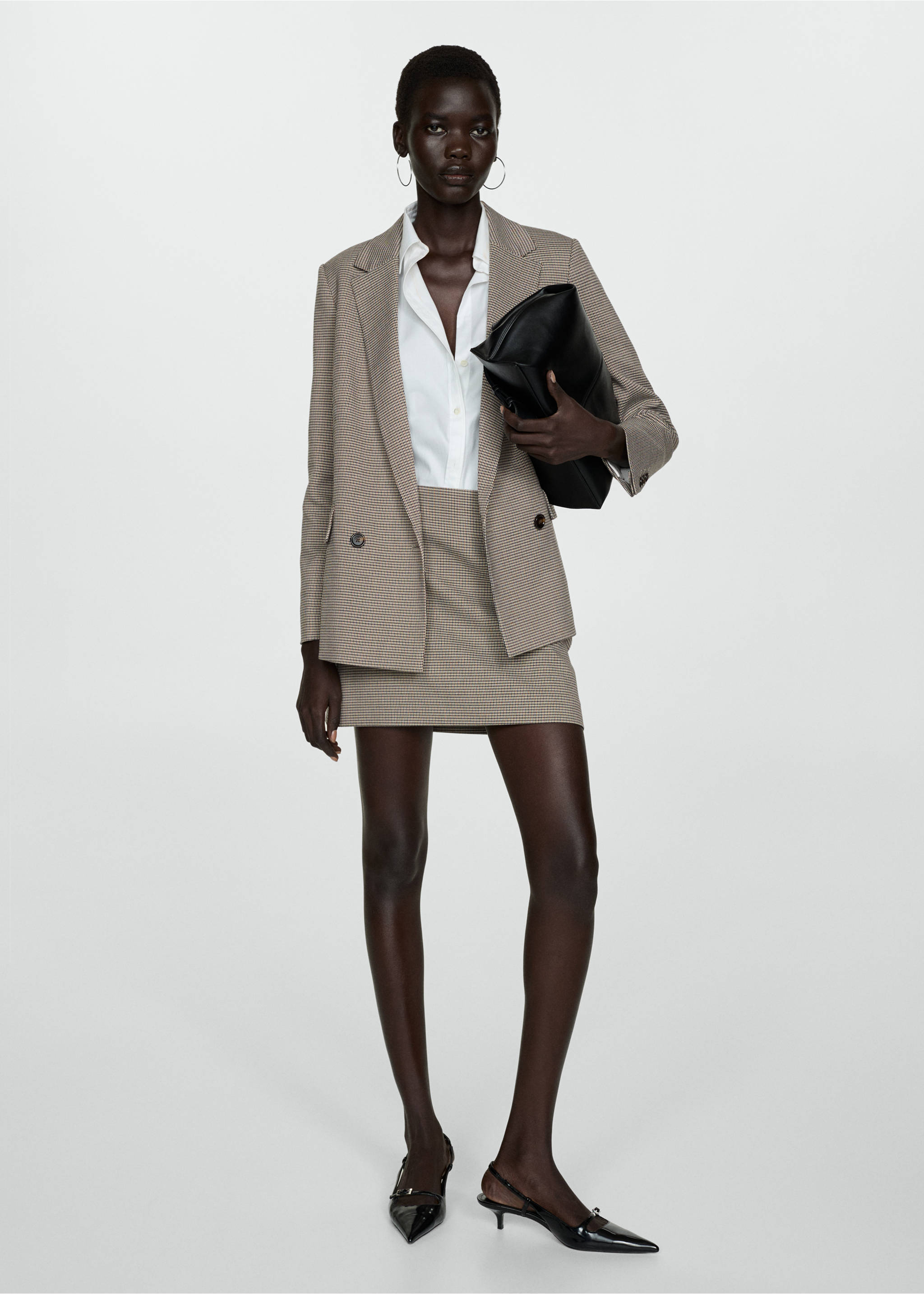 Houndstooth miniskirt - General plane, Brown. Ref: 77074024-00.