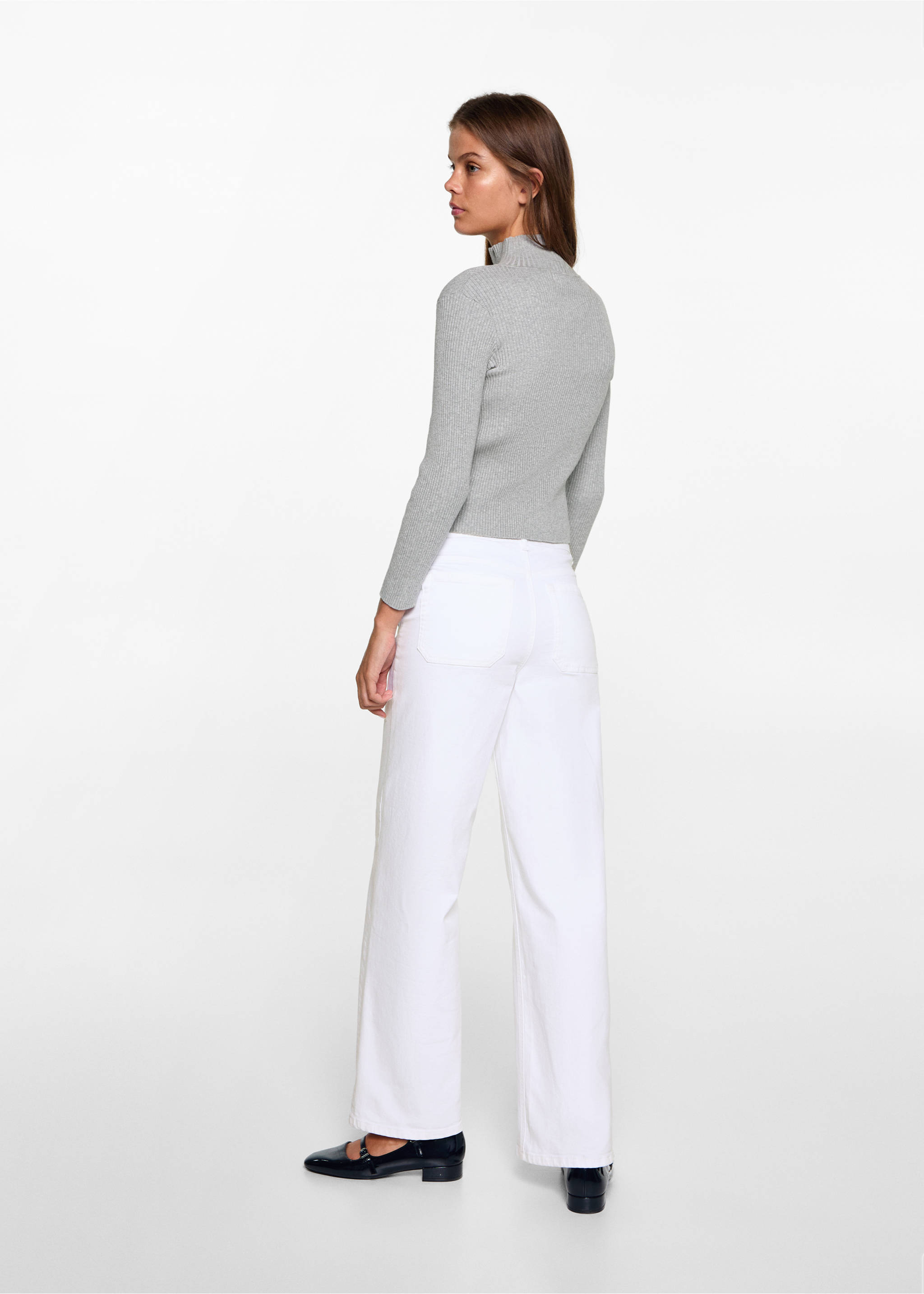 Zipped knit cardigan - Reverse of the article, Grey. Ref: 77074040-00.