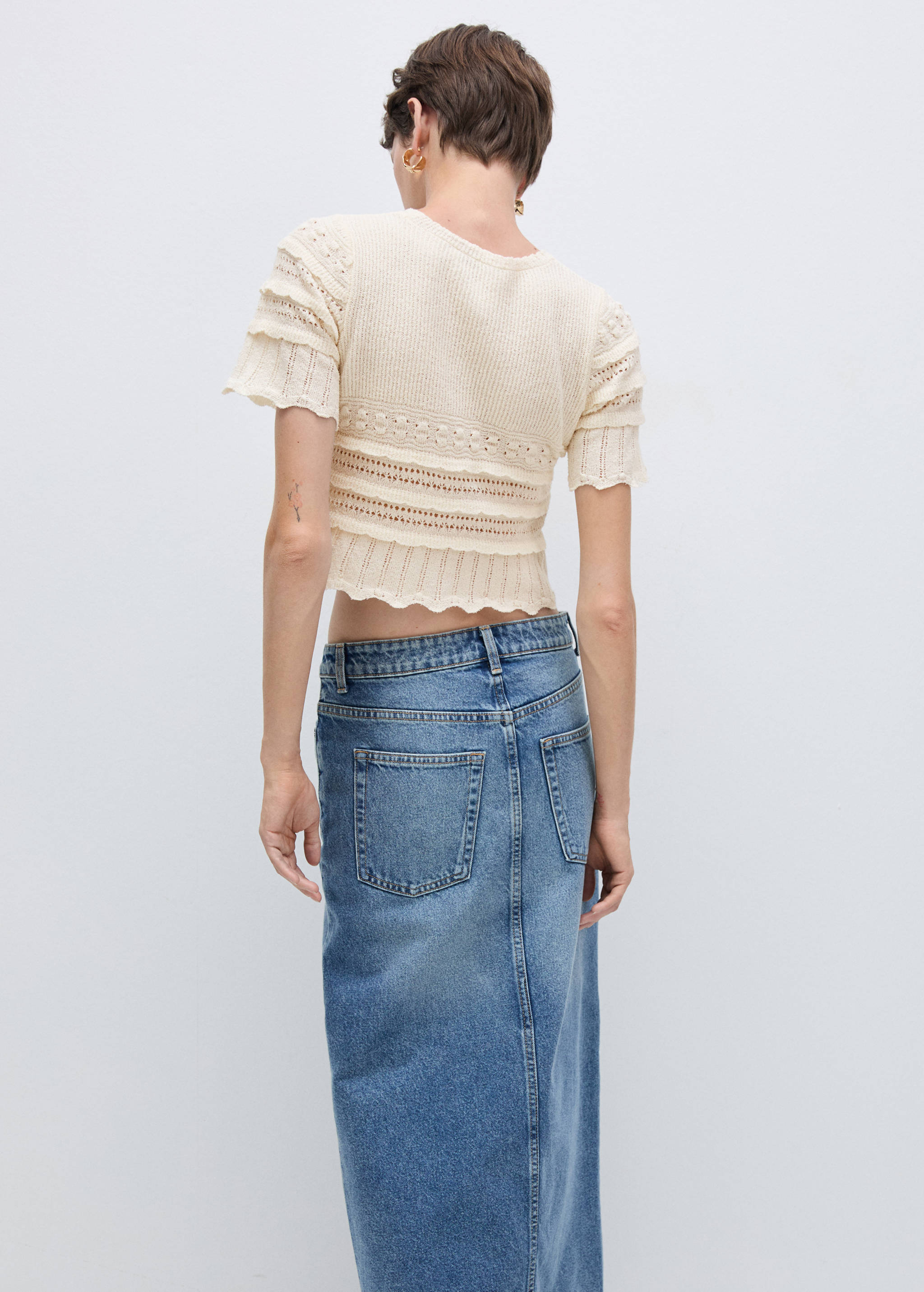 Pull-over manches courtes détails ajourés - Verso de l’article