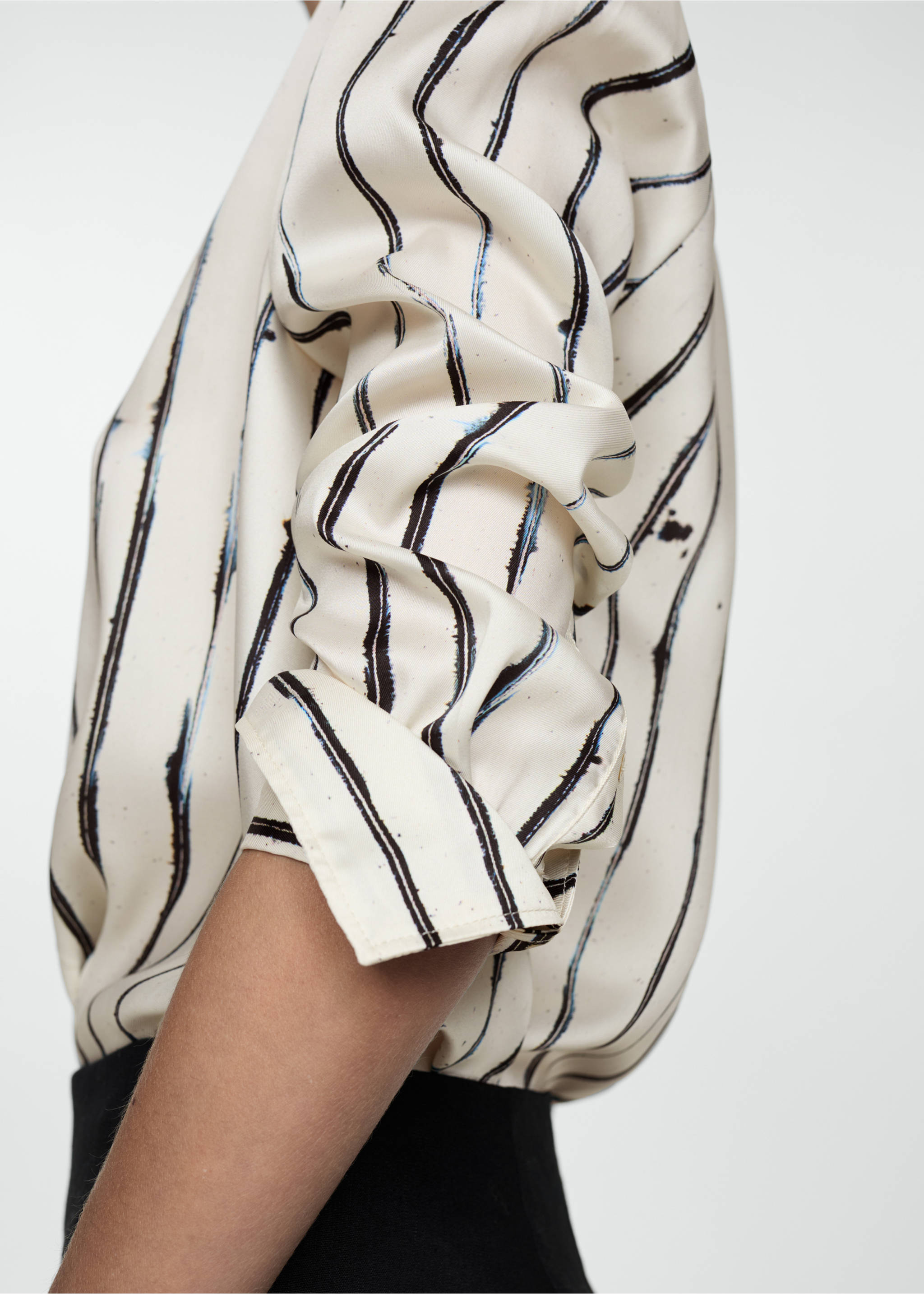 Striped wrap blouse - Details of the article 3, White. Ref: 77074066-00.