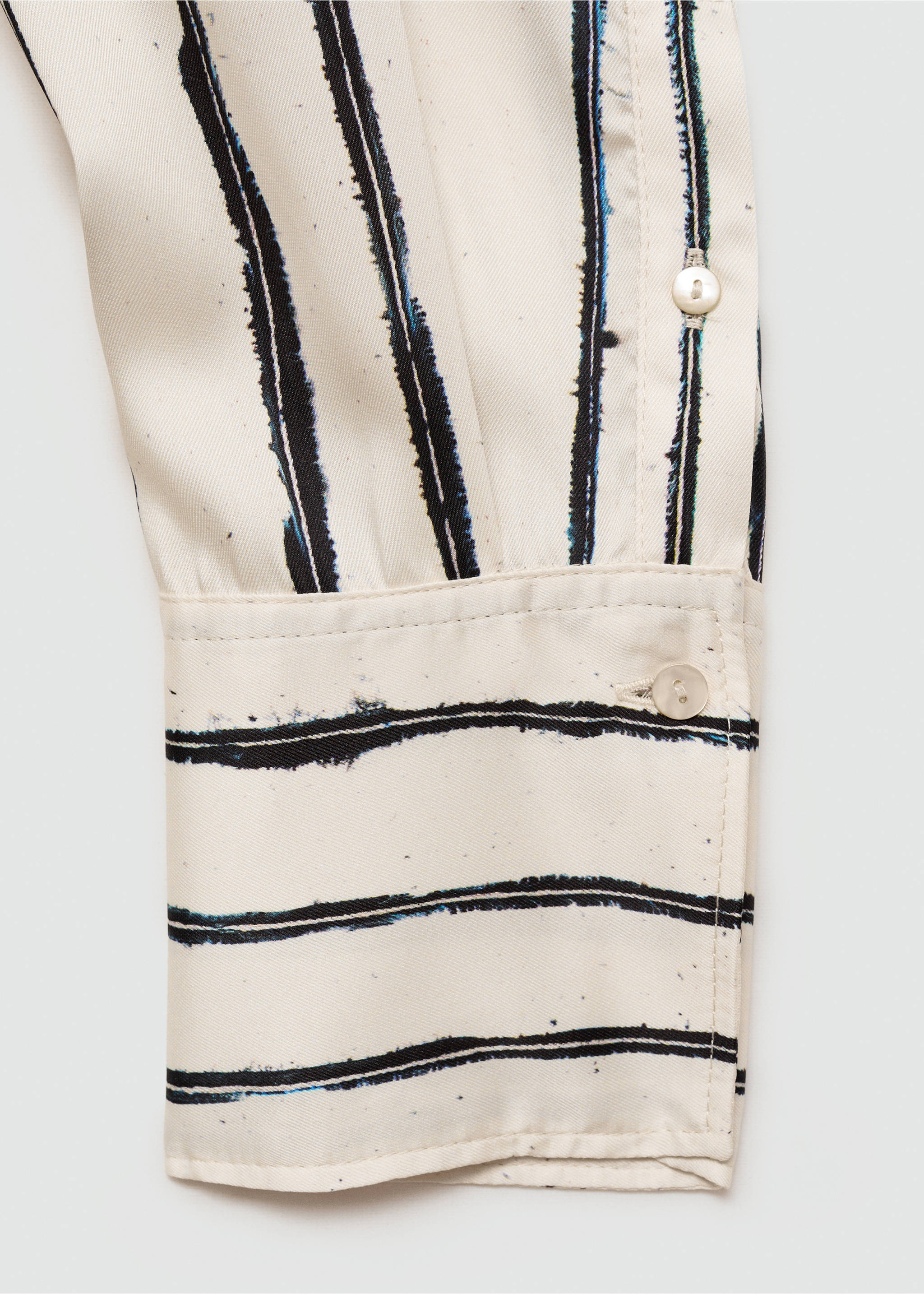 Striped wrap blouse - Details of the article 8, White. Ref: 77074066-00.