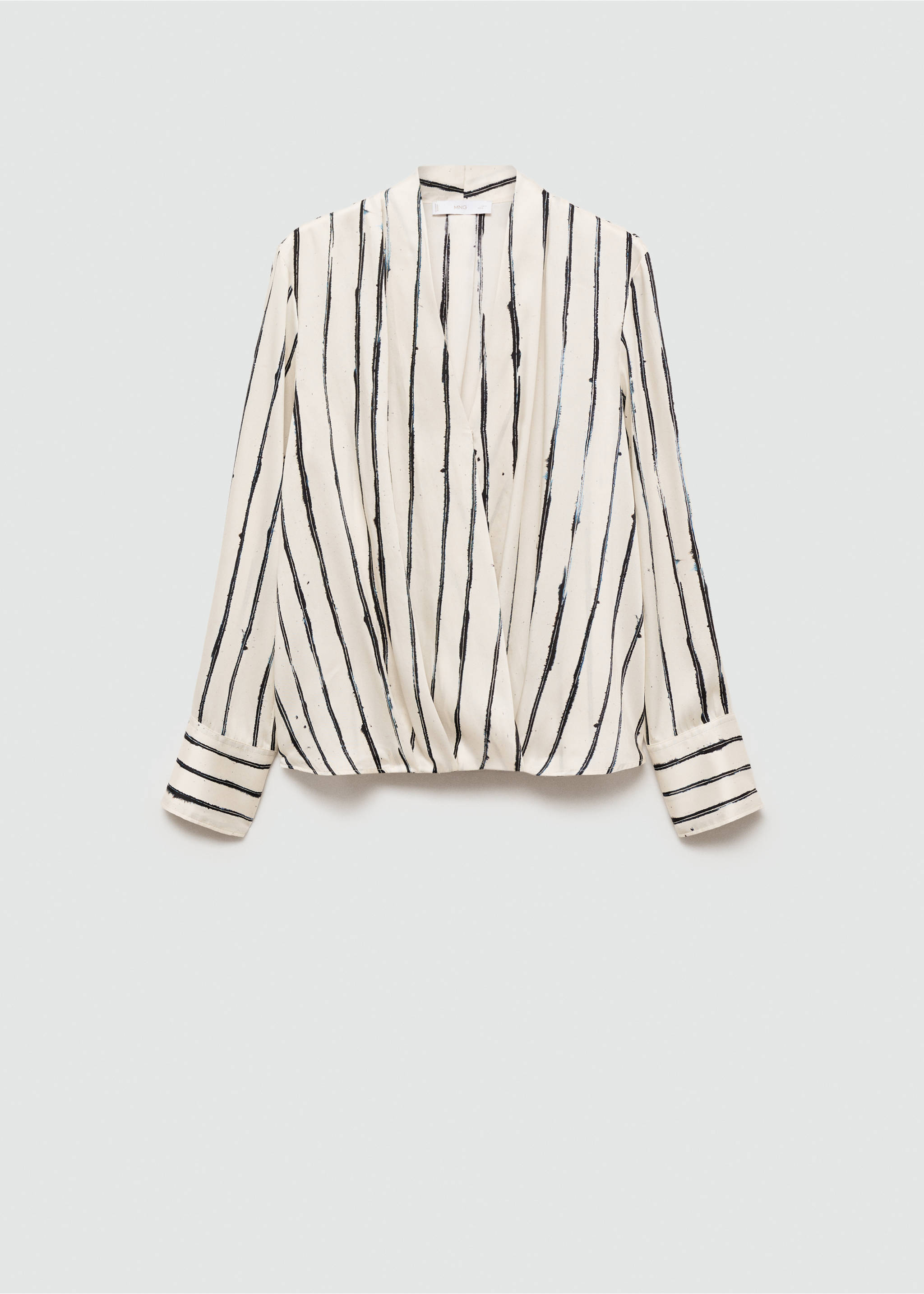 Striped wrap blouse - Article without model, White. Ref: 77074066-00.