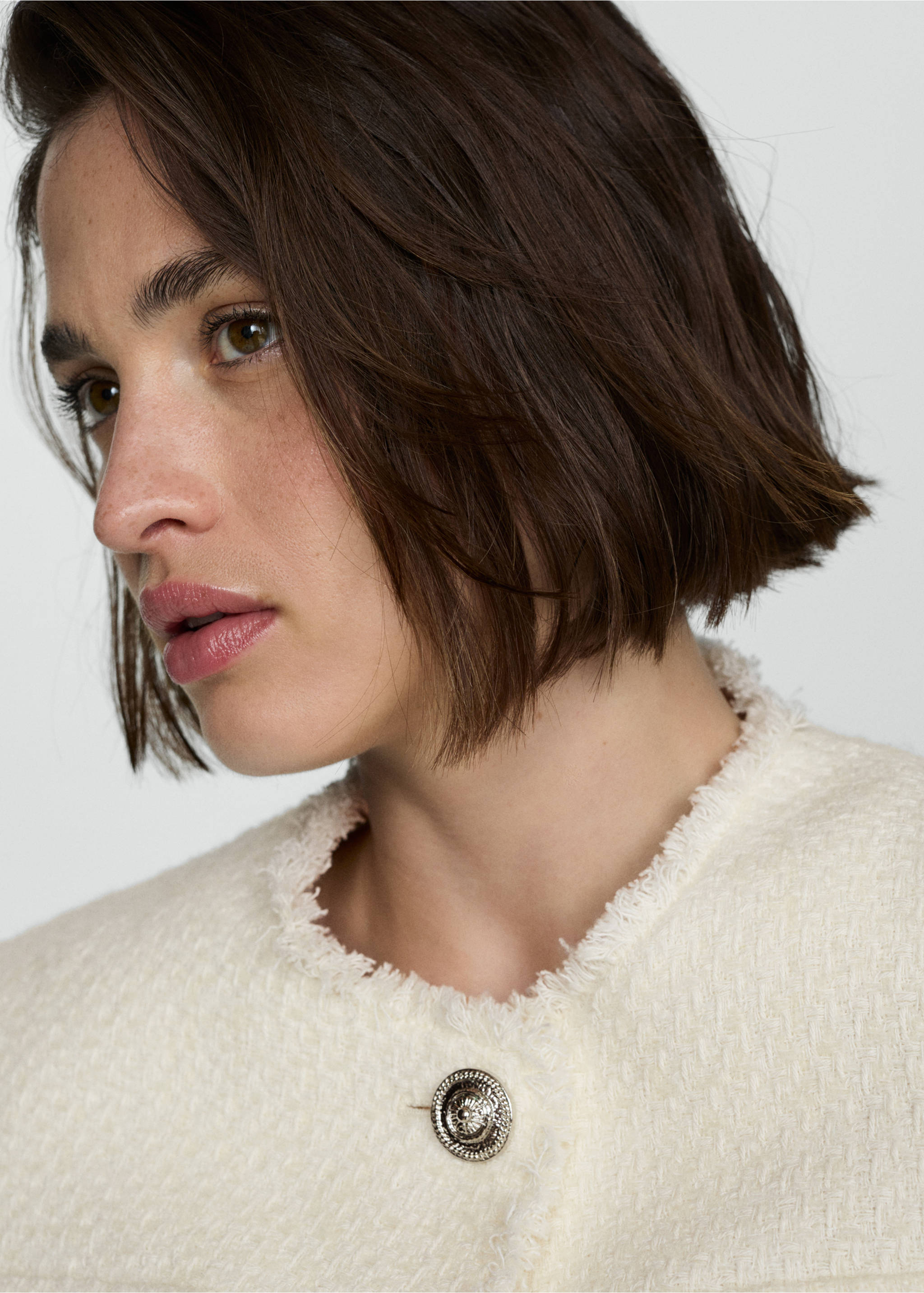 Chaqueta tweed bolsillos - Detalle del artículo 4, Crudo. Ref: 77074067-00.