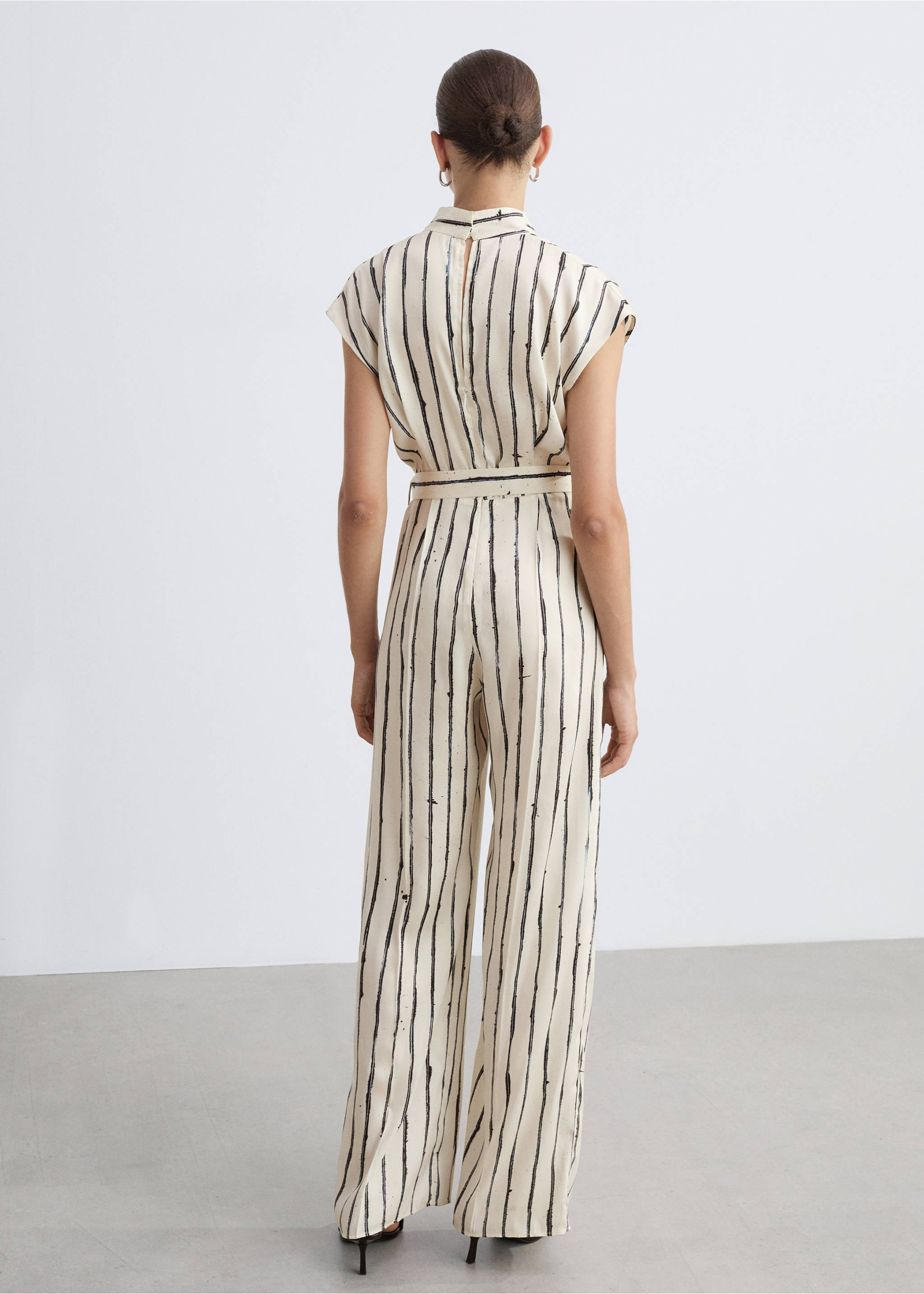 Striped satin jumpsuit - Reverse of the article, White. Ref: 77074069-00.