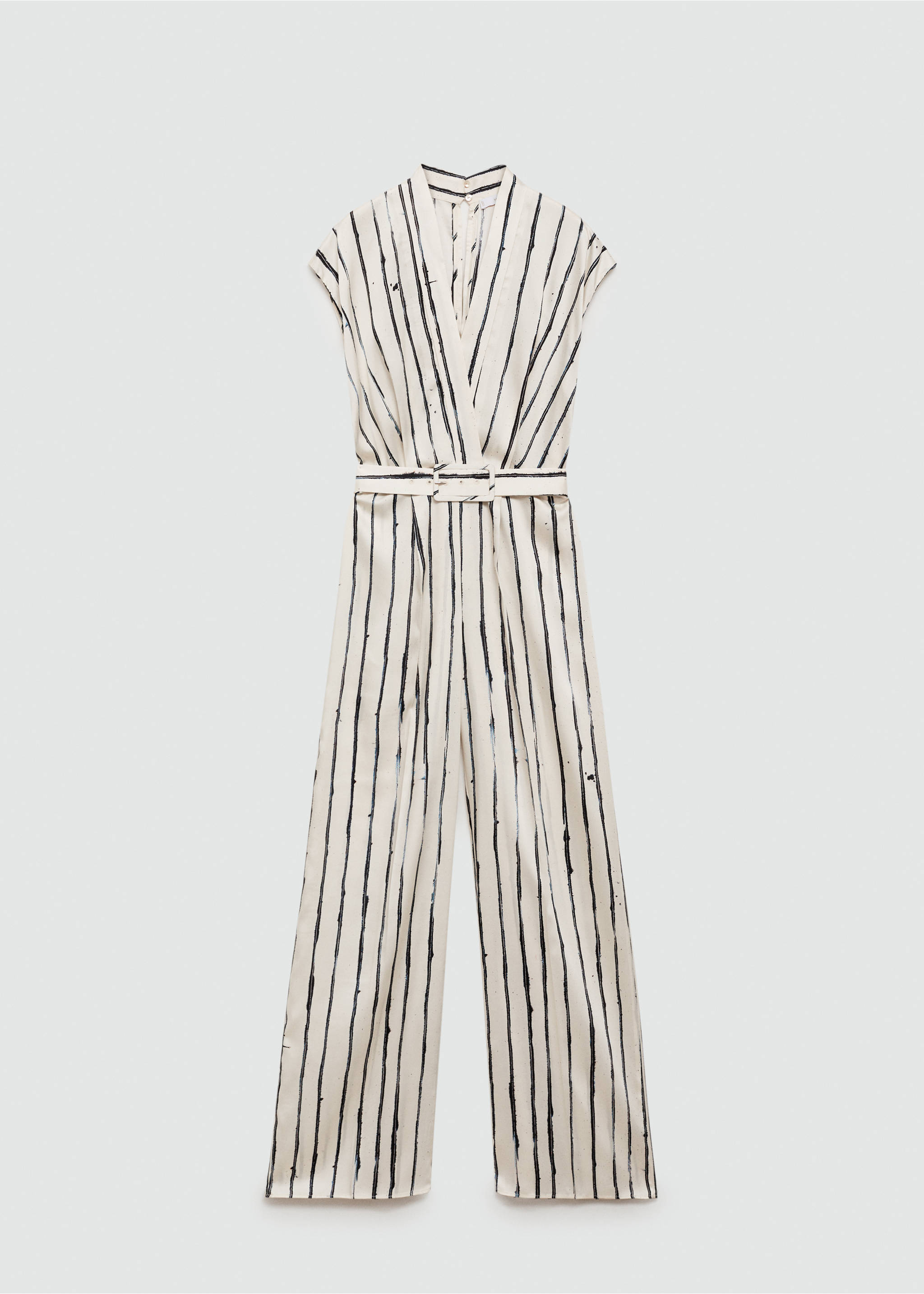 Striped satin jumpsuit - Article without model, White. Ref: 77074069-00.