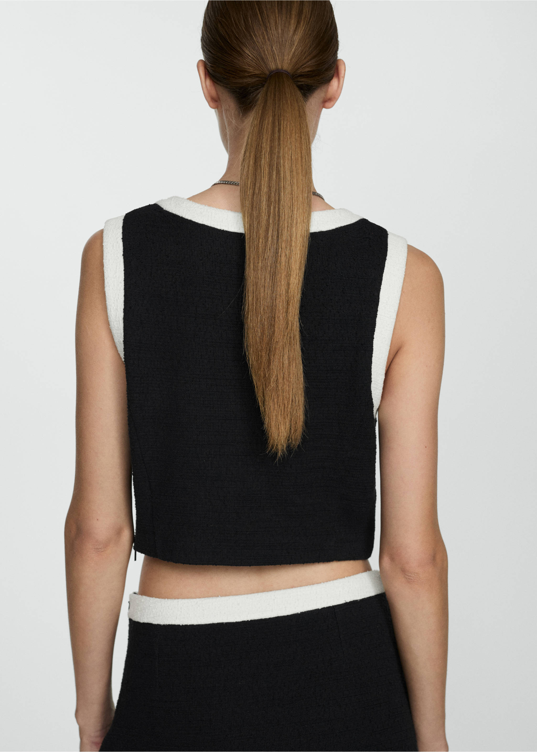 Top tweed crop - Revers de l'article, Negre. Ref: 77074070-00.