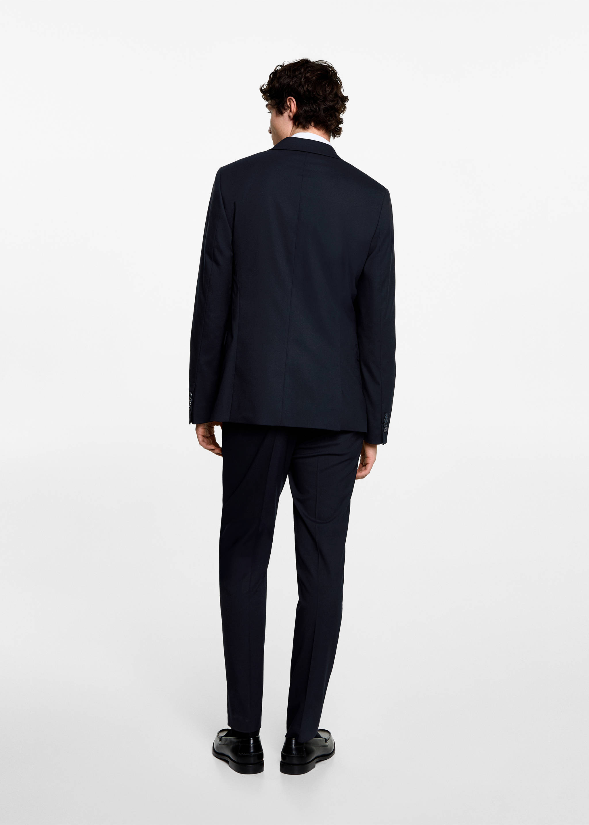 Slim-fit suit jacket - Reverse of the article, Dark Navy. Ref: 77074436-00.
