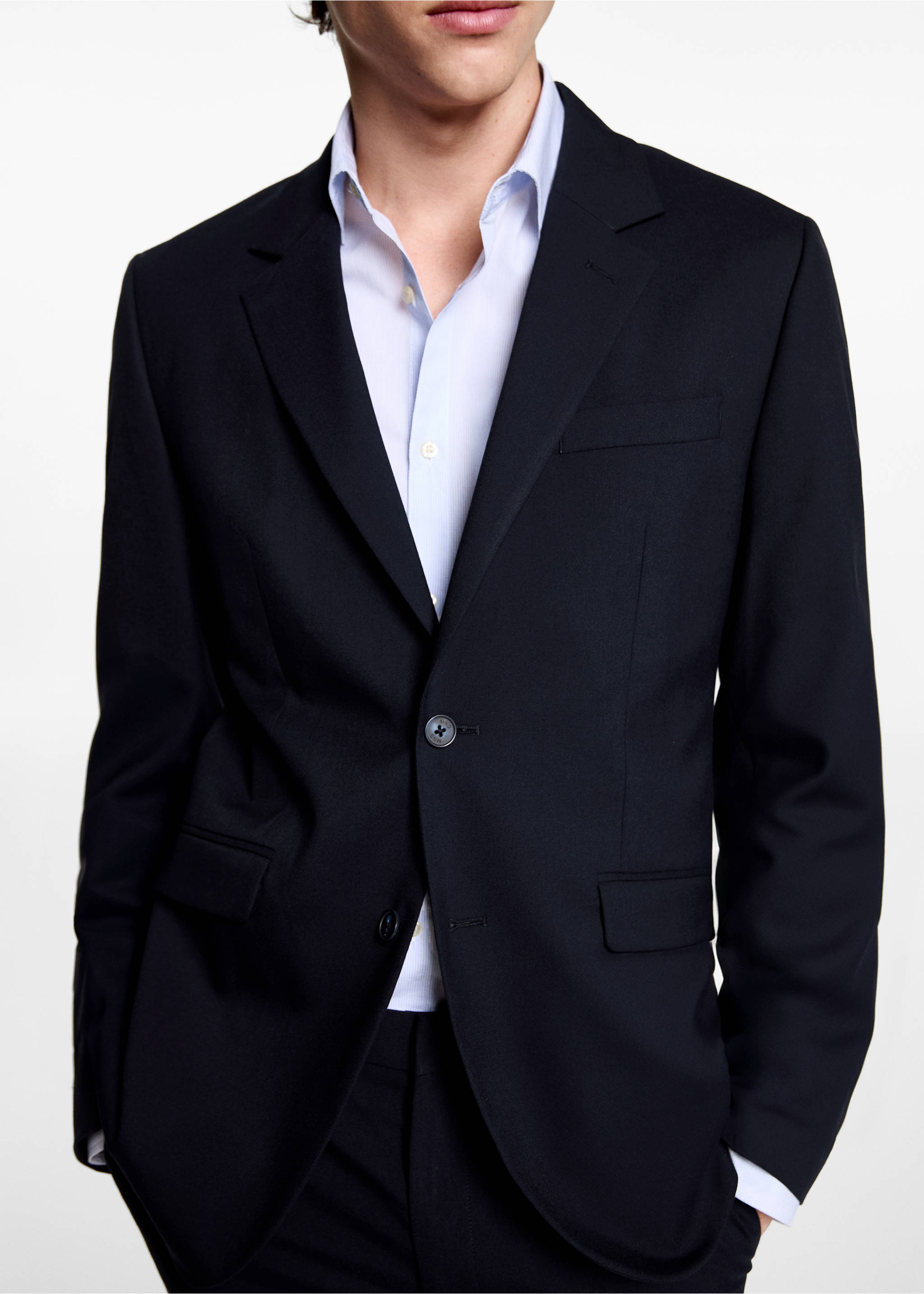 Veste de costume slim fit - Détail de l'article 3, Bleu marine foncé. Ref: 77074436-00.