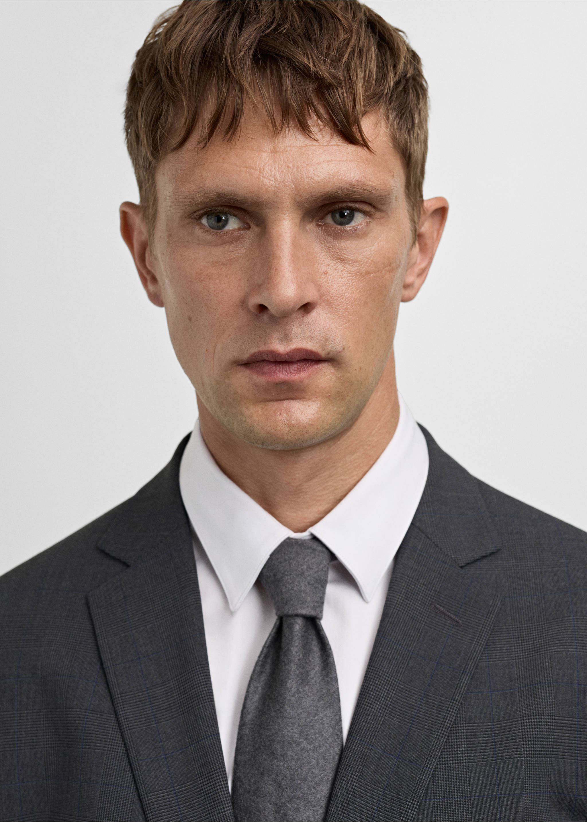 Super slim-fit suit jacket in stretch fabric - Details of the article 1, Medium Heather Grey. Ref: 77074437-00.