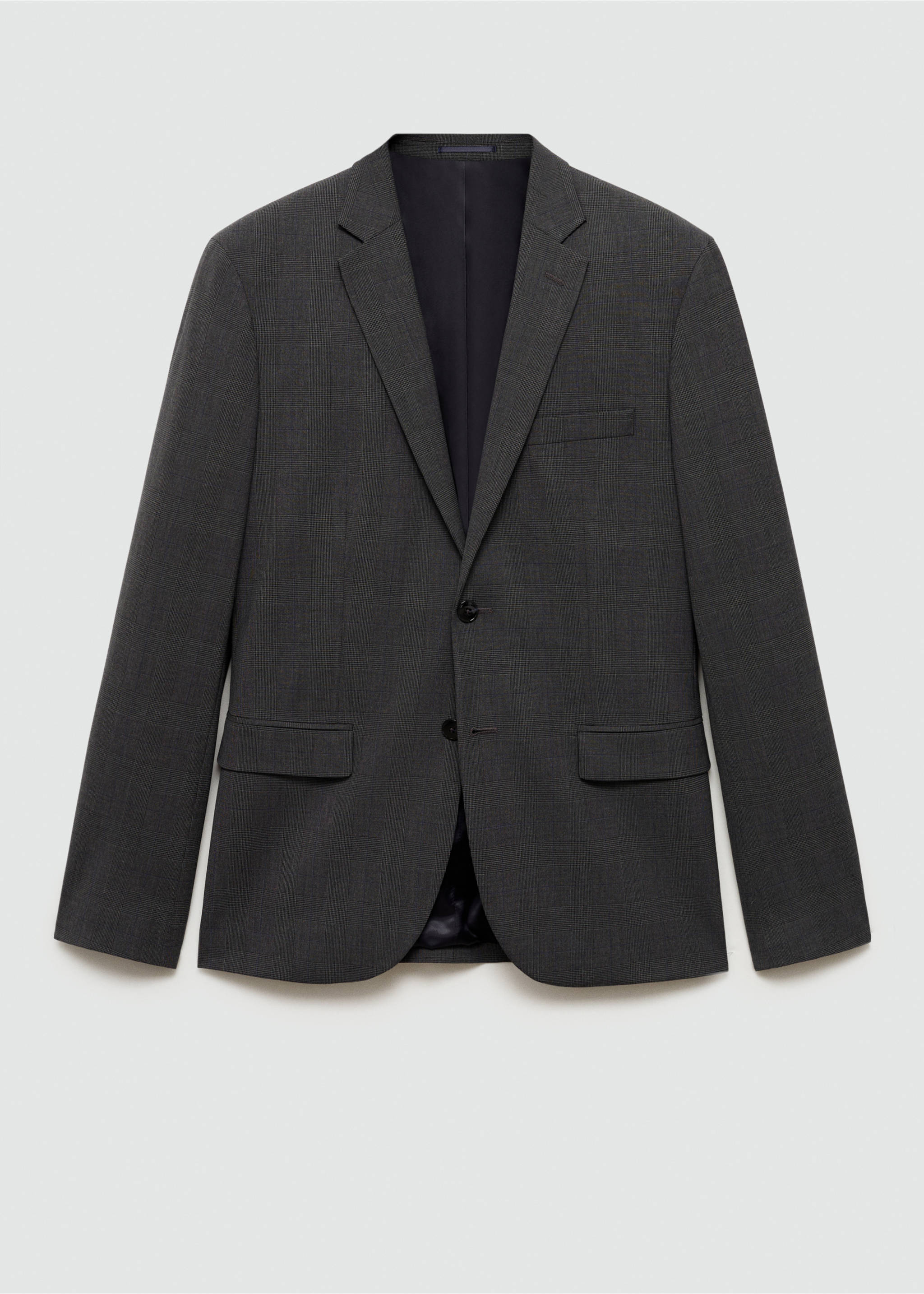 Super slim-fit suit jacket in stretch fabric - Article without model, Medium Heather Grey. Ref: 77074437-00.