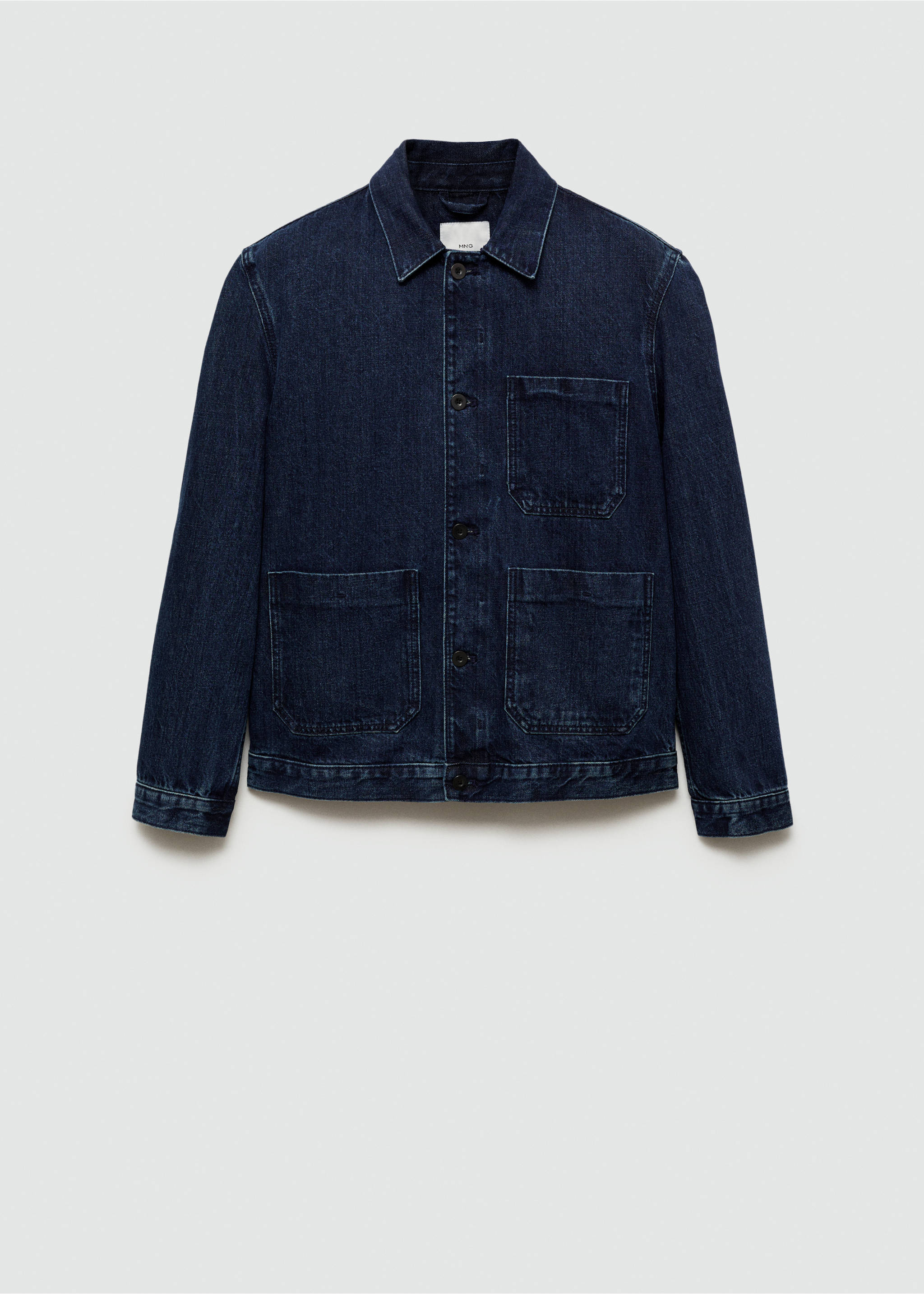 Pocketed denim jacket - Article without model, Dark Blue. Ref: 77074440-00.