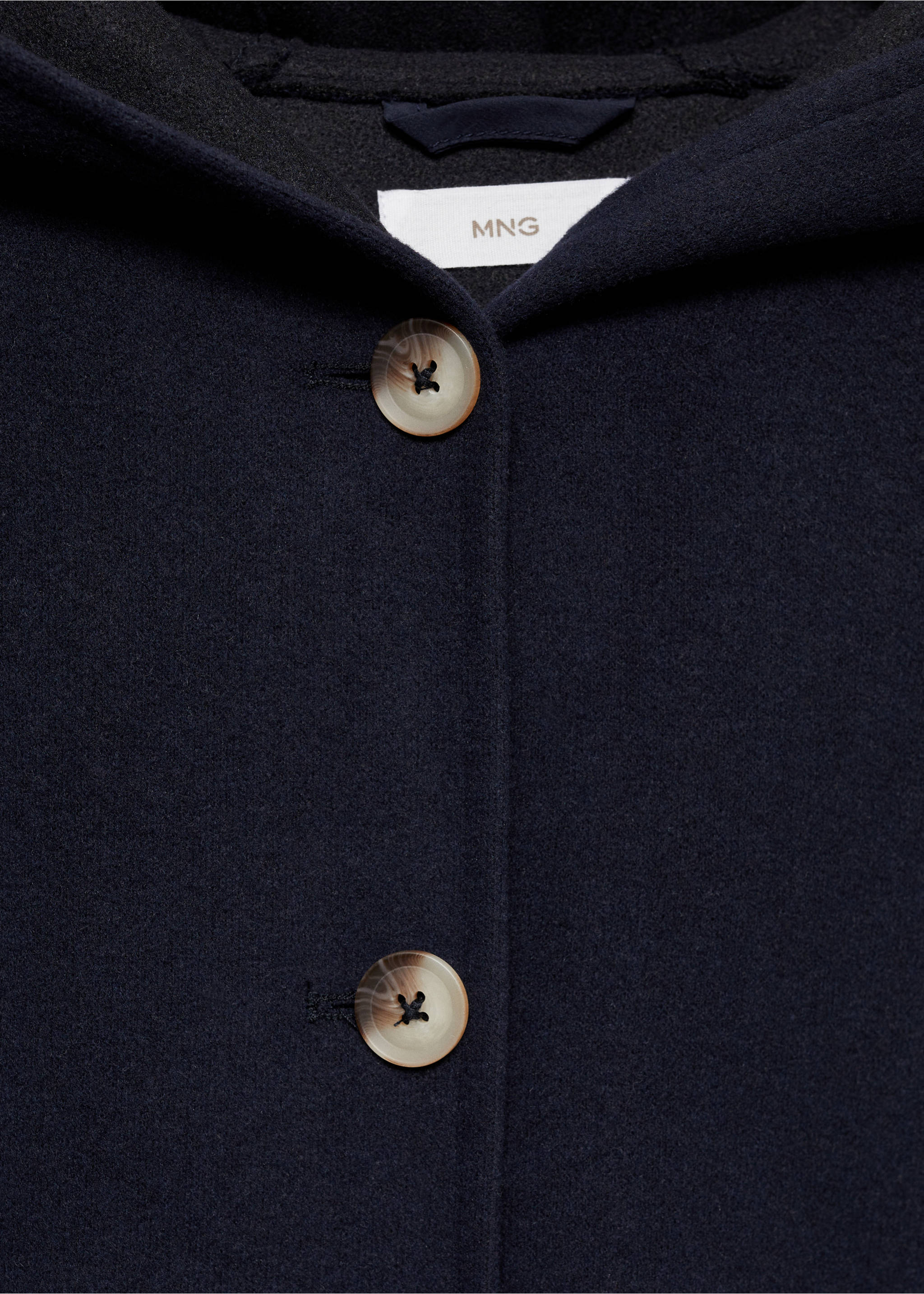 Manteau capuche boutons - Détail de l'article 8, Bleu marine foncé. Ref: 77074441-00.