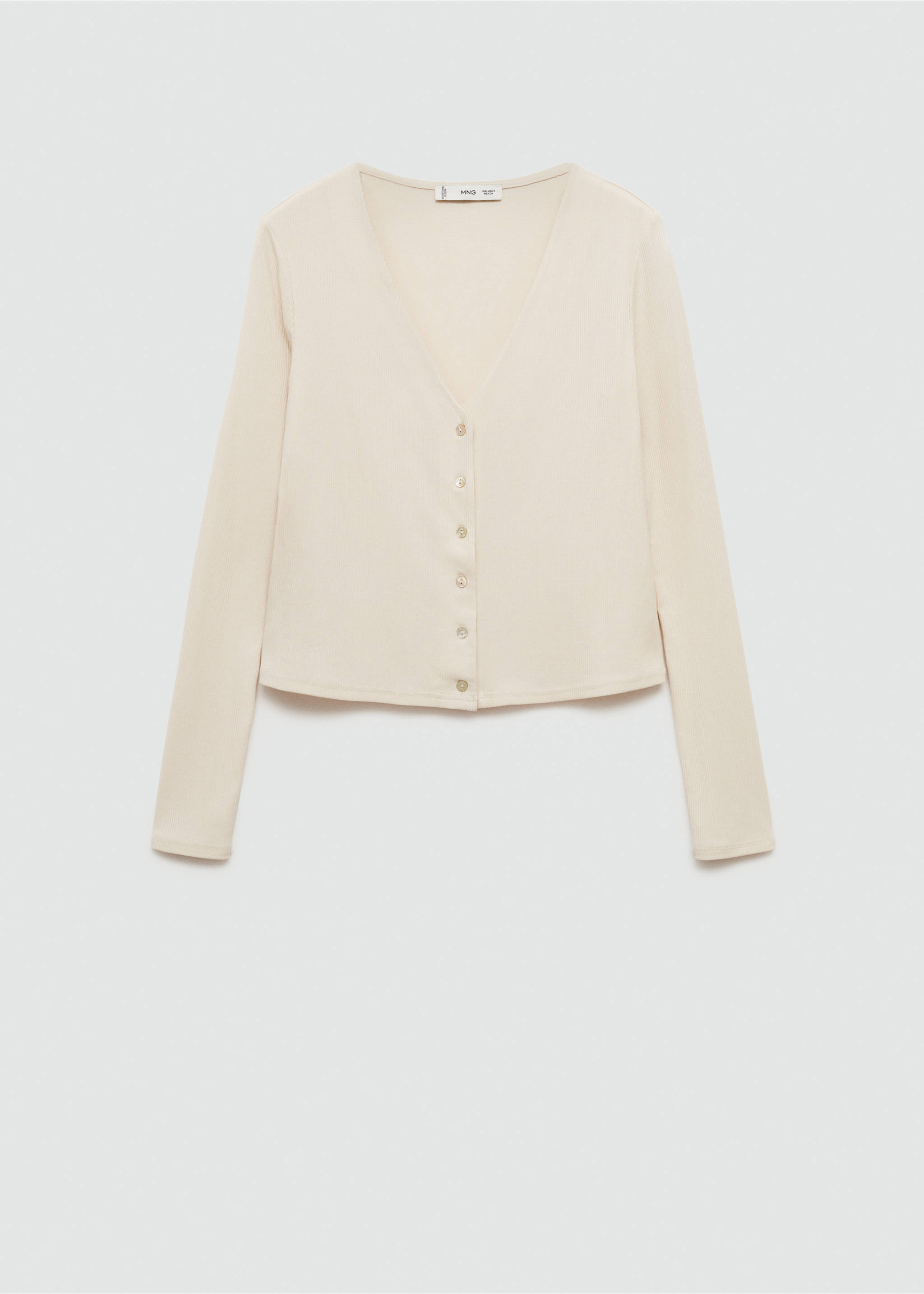 Buttoned lyocell t-shirt - Article without model, Beige. Ref: 77074442-00.