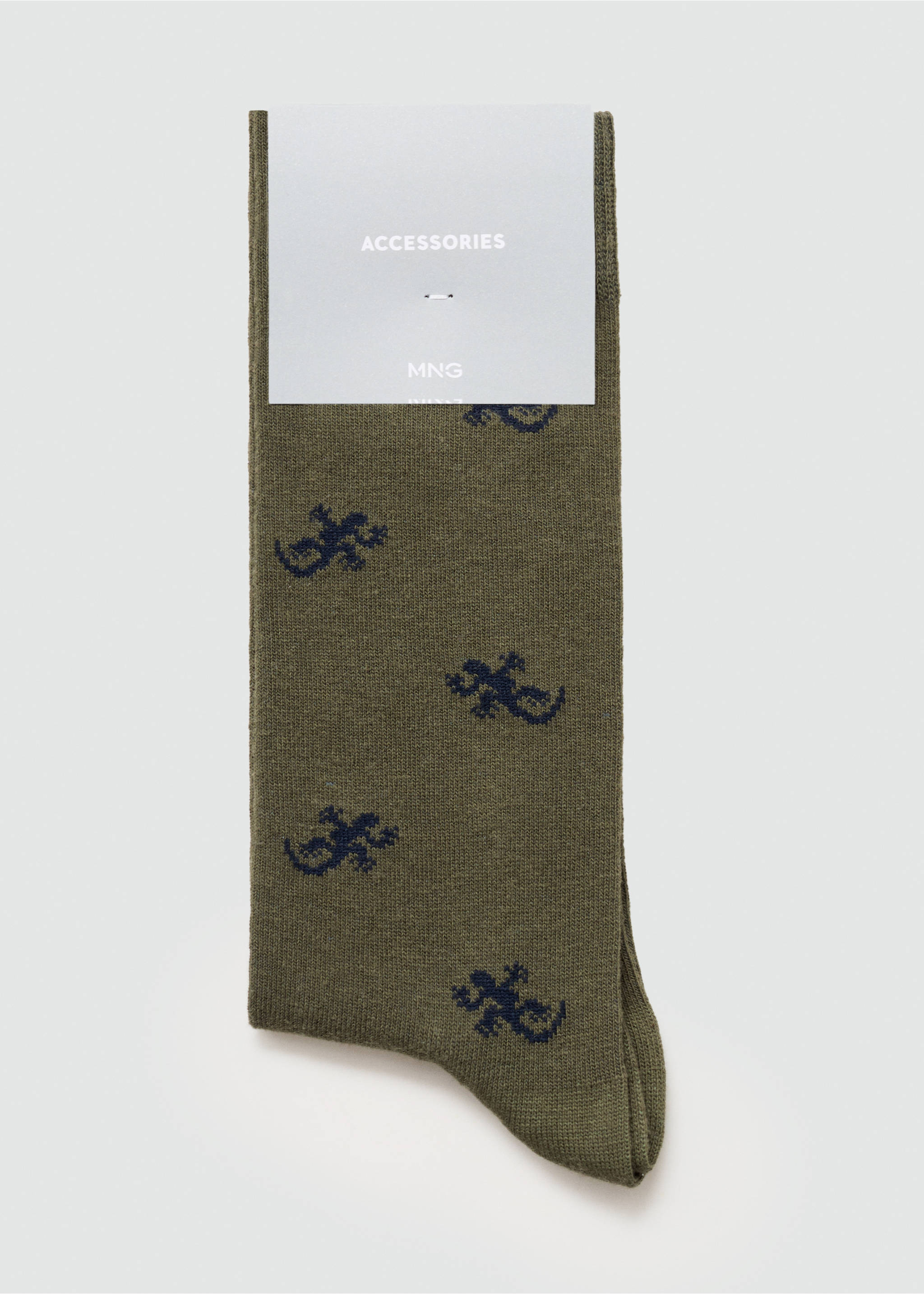 Animal print cotton socks - Reverse of the article, Khaki. Ref: 77074443-00.