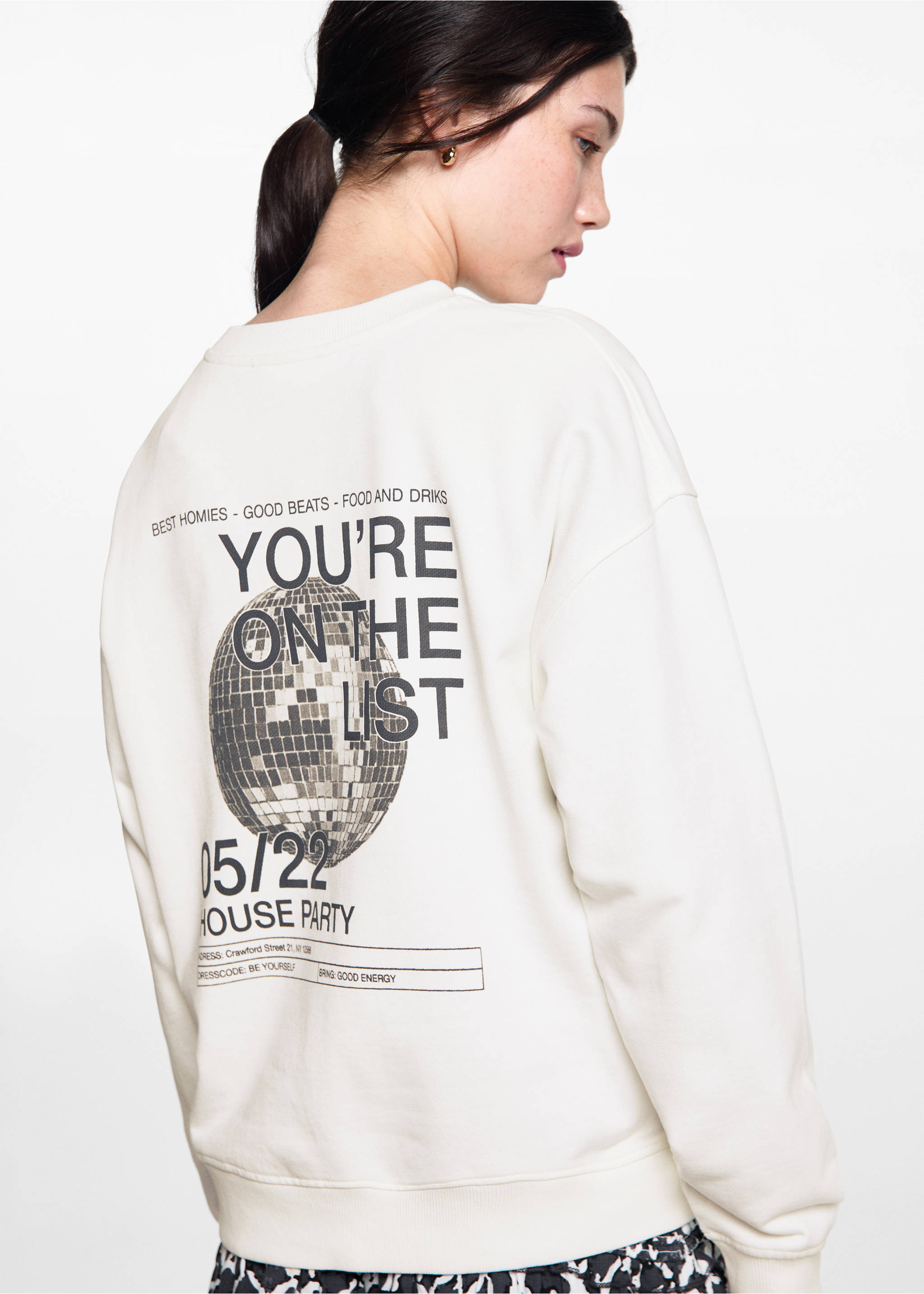 Printed message sweatshirt - Reverse of the article, Off White. Ref: 77074448-00.