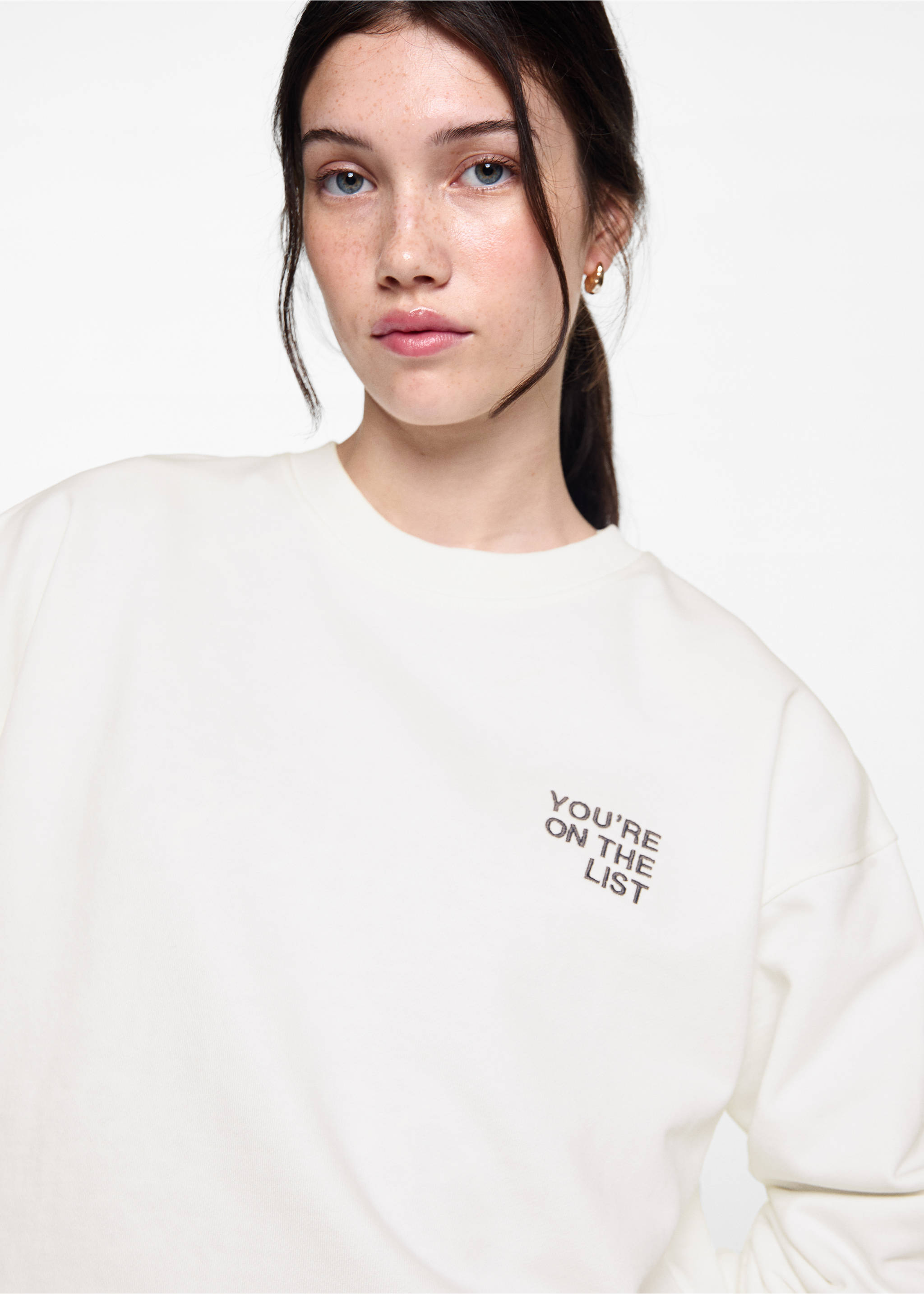 Printed message sweatshirt - Details of the article 1, Off White. Ref: 77074448-00.