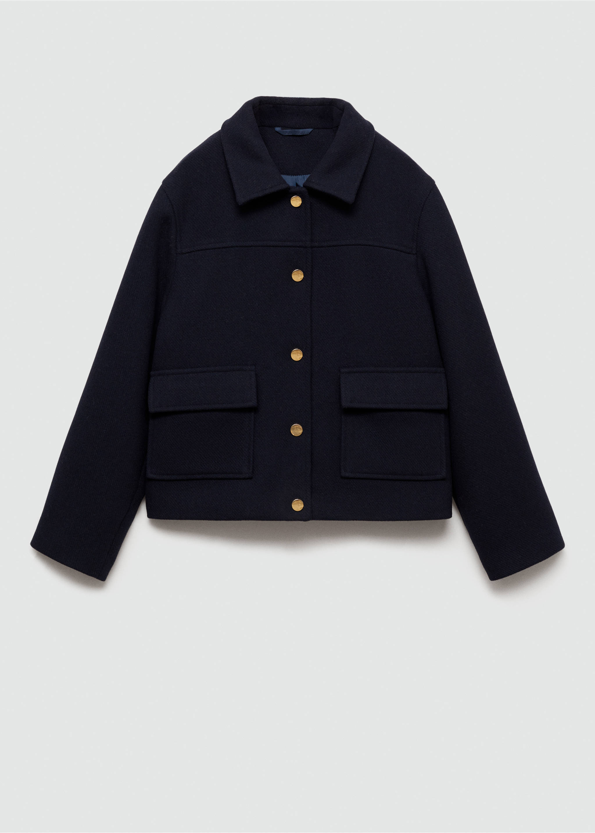 Straight pocketed coat - Article without model, Dark Navy. Ref: 77074449-00.