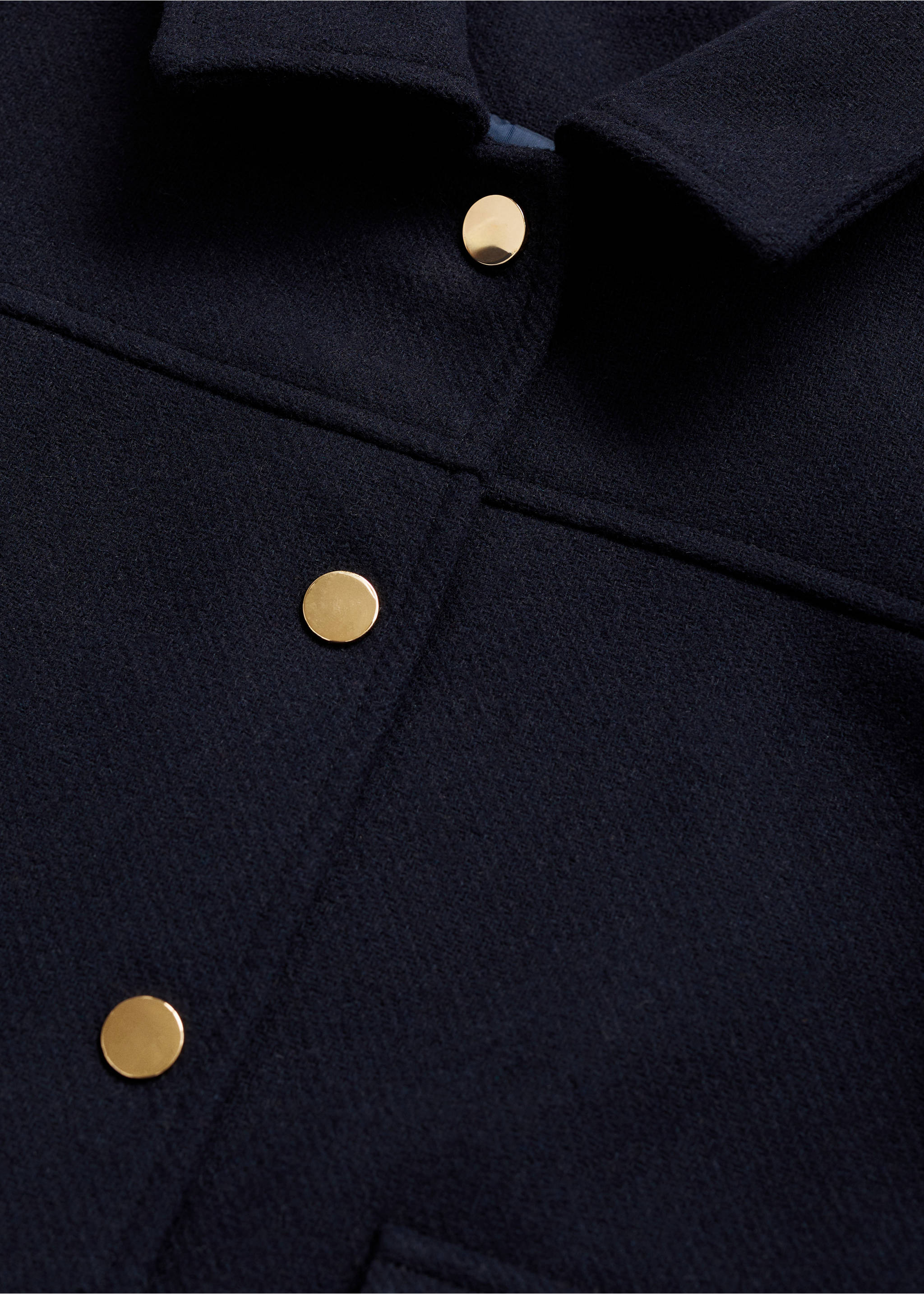 Straight pocketed coat - Details of the article 8, Dark Navy. Ref: 77074449-00.