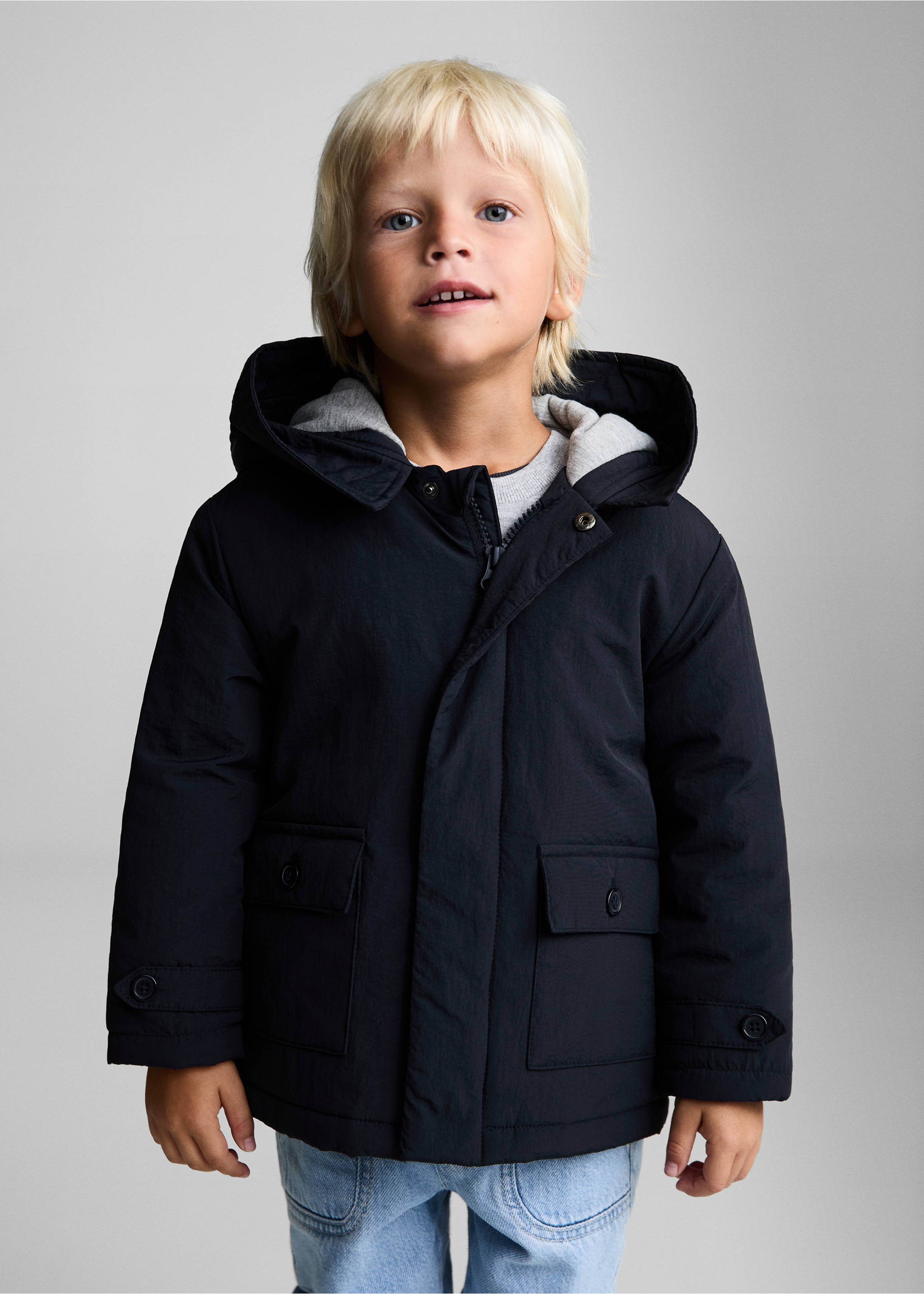 Kapuzenanorak mit Taschen - Mittlere Ansicht, Dunkles Marineblau. Ref: 77074763-00.