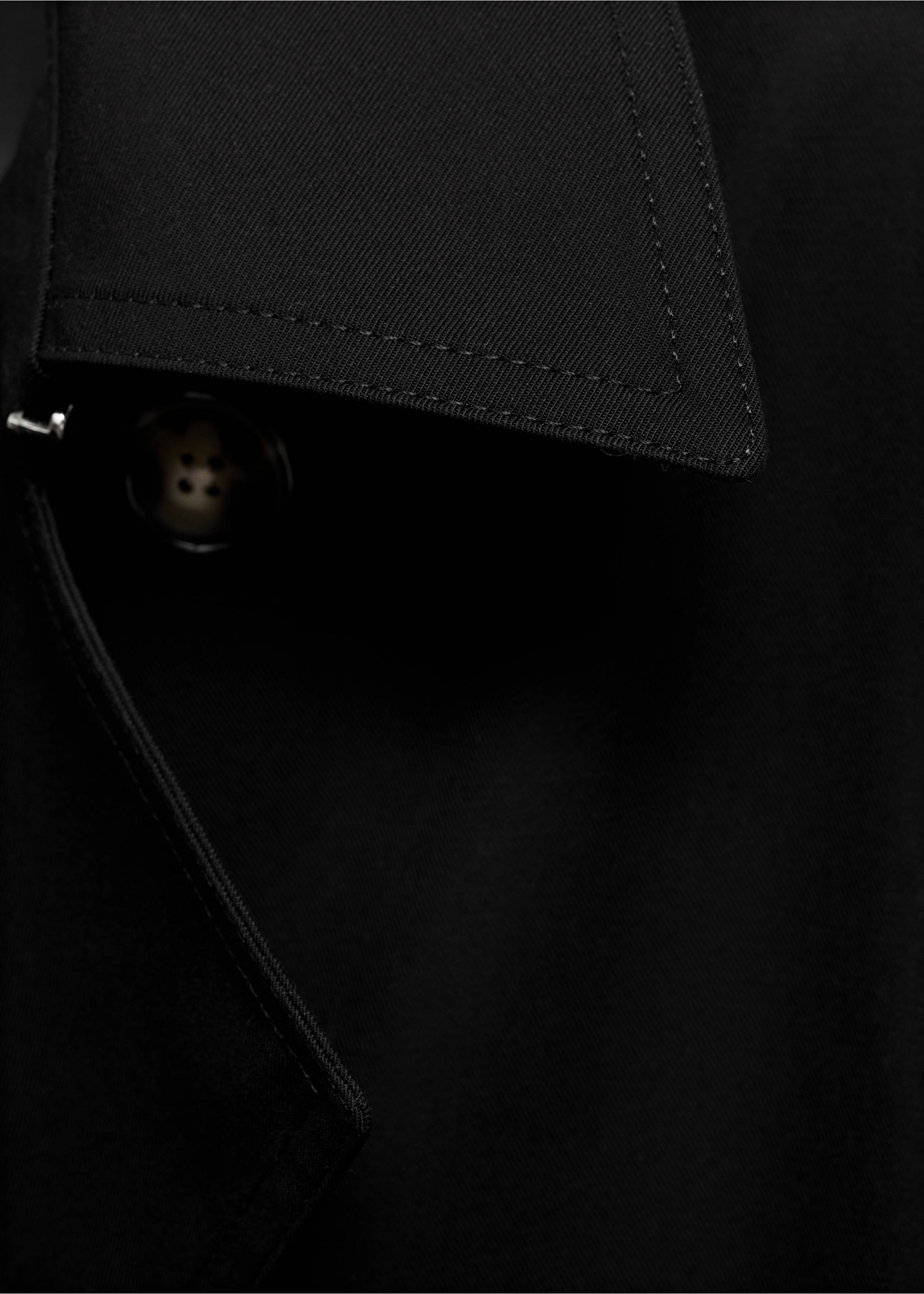 Double-breasted cotton trench coat - Details of the article 0, Black. Ref: 77074764-00.