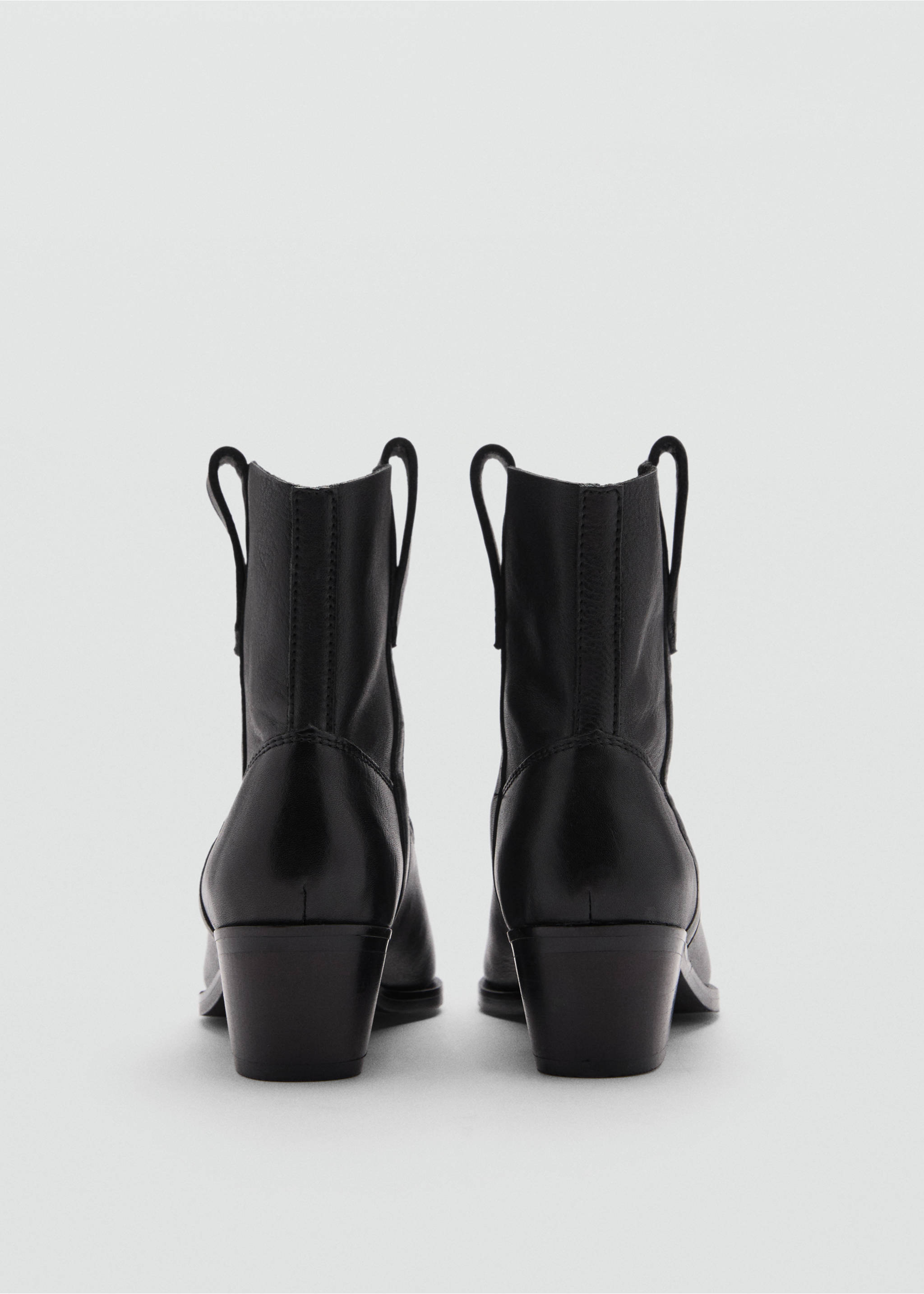 Leather cowboy ankle boots - Details of the article 1, Black. Ref: 77074767-00.