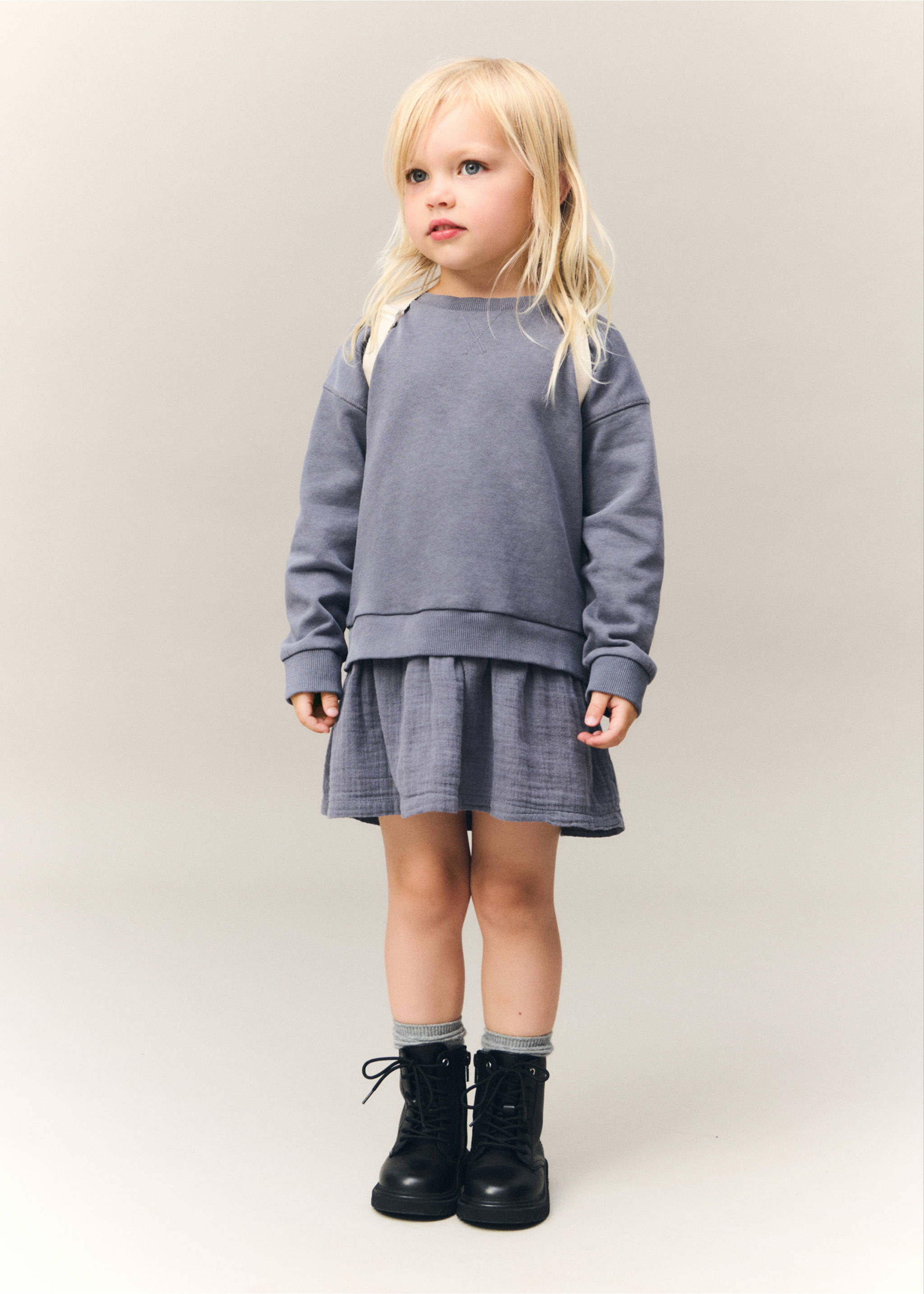 Vestido sudadera algodón - Detalle del artículo 5, Azul indigo. Ref: 77074768-00.