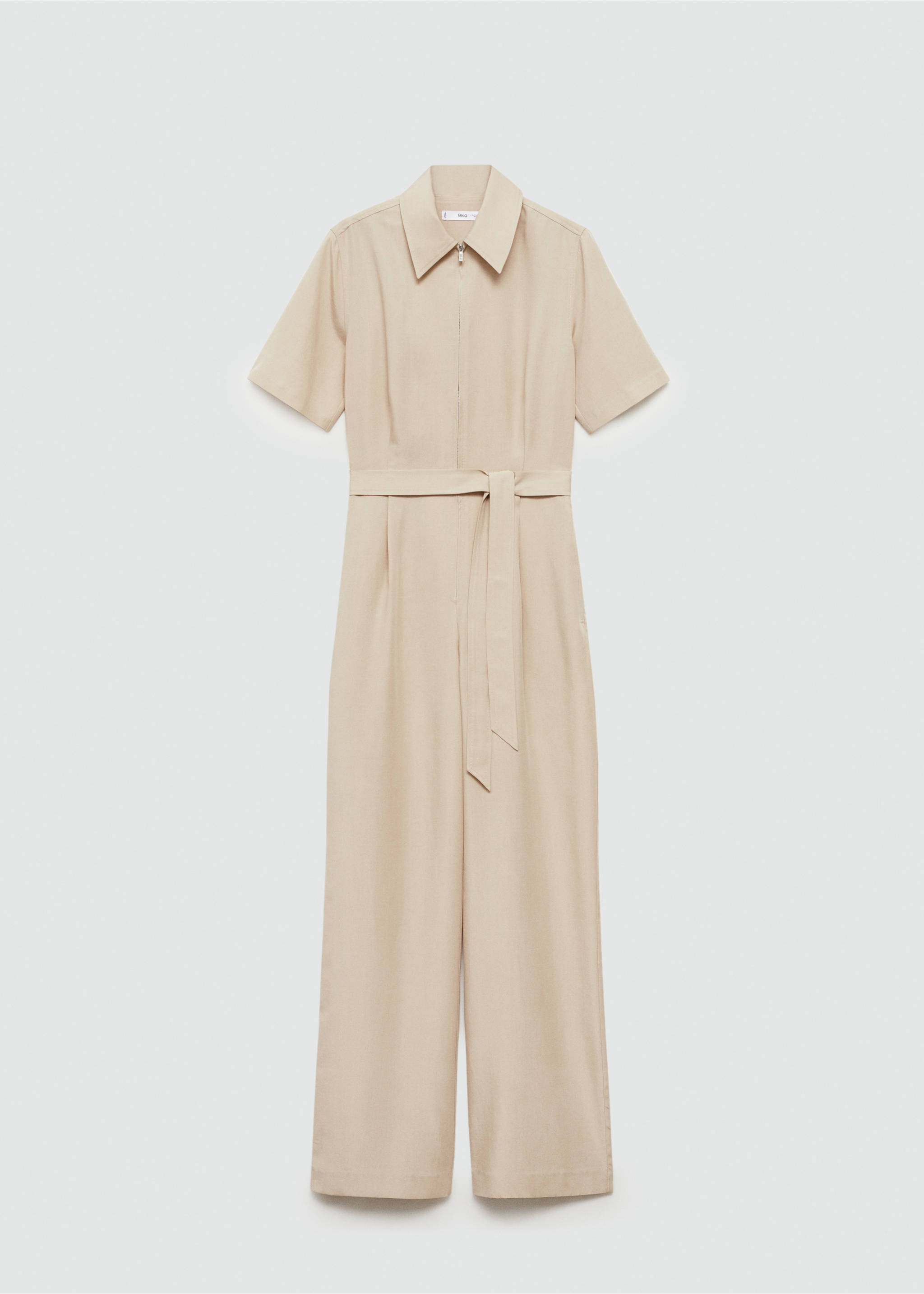 Lyocell shirt-collar jumpsuit - Article without model, Beige. Ref: 77074770-00.