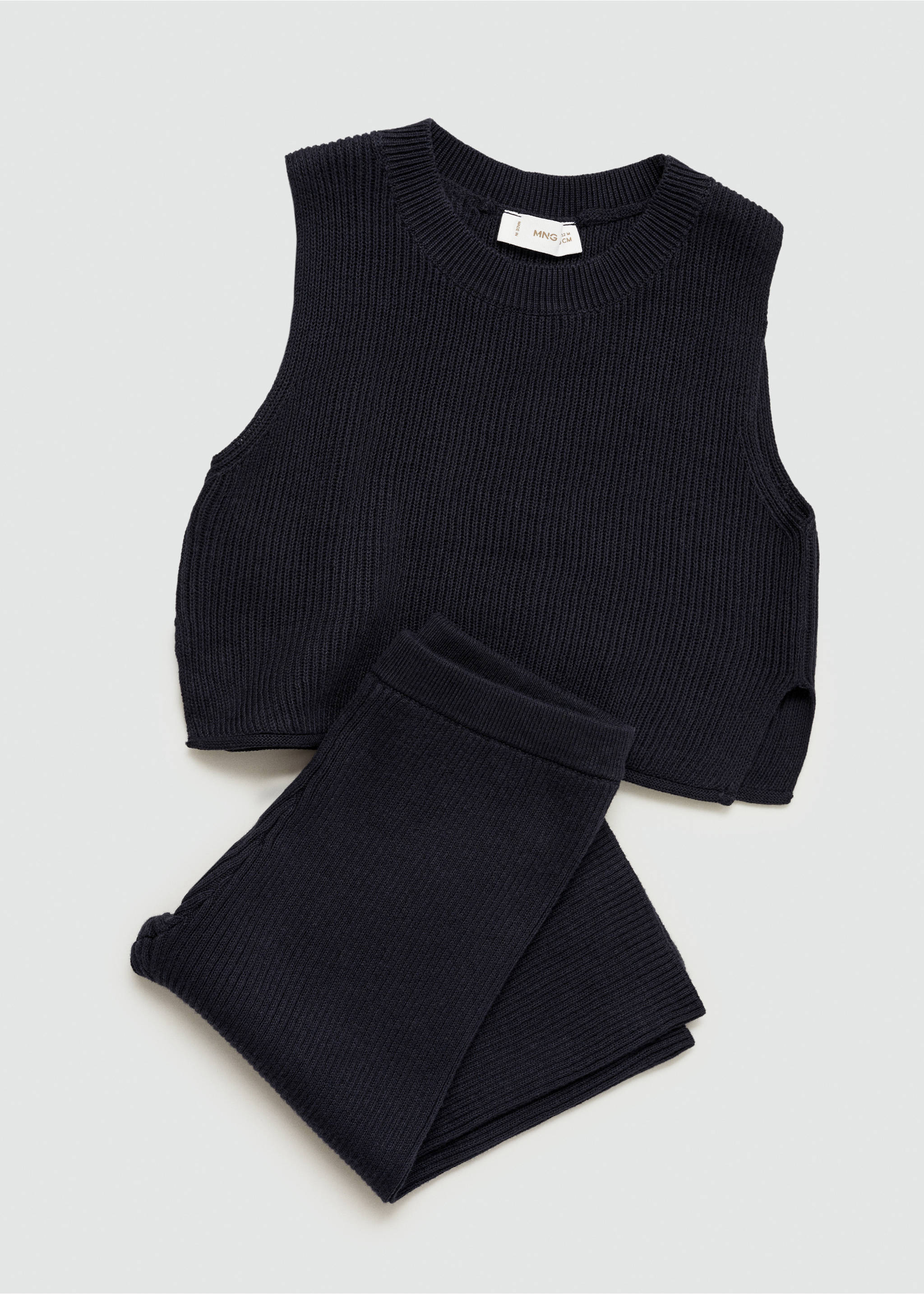 Ribbed trousers - Details of the article 0, Dark Navy. Ref: 77074771-00.