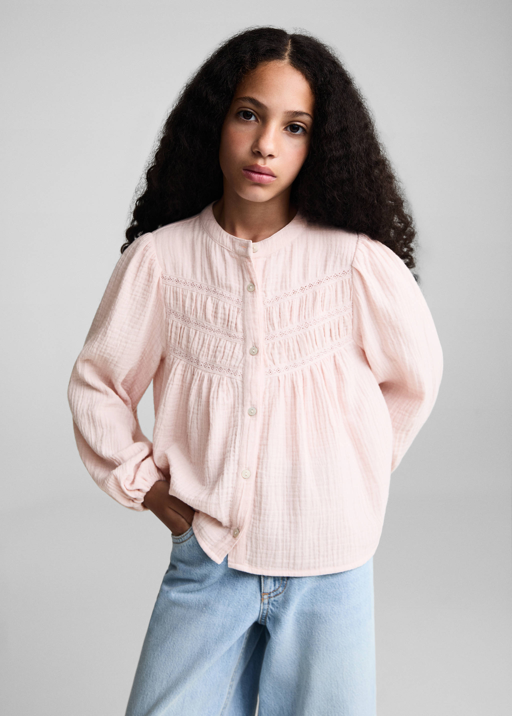 Blouse coton tissu plissé - Plan moyen