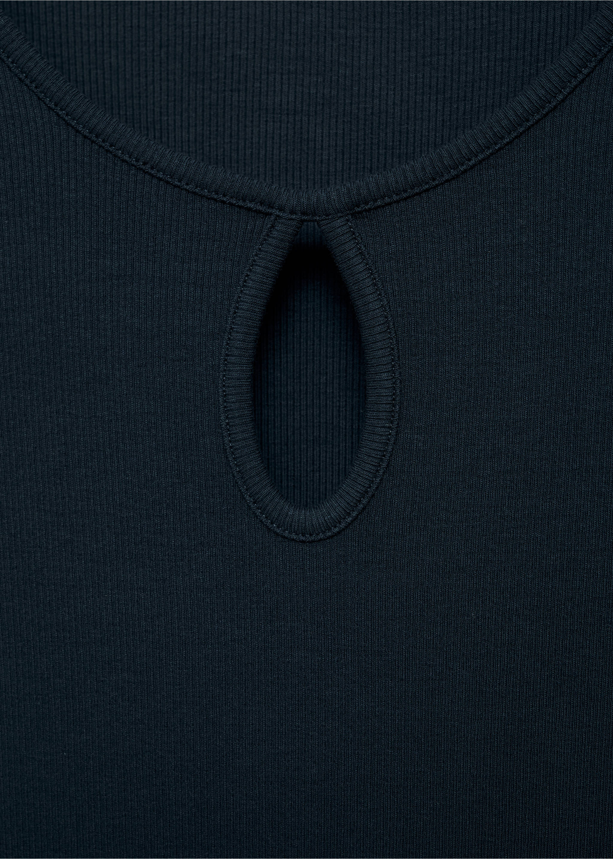 Midi-dress with teardrop neckline - Details of the article 8, Dark Navy. Ref: 77074786-00.