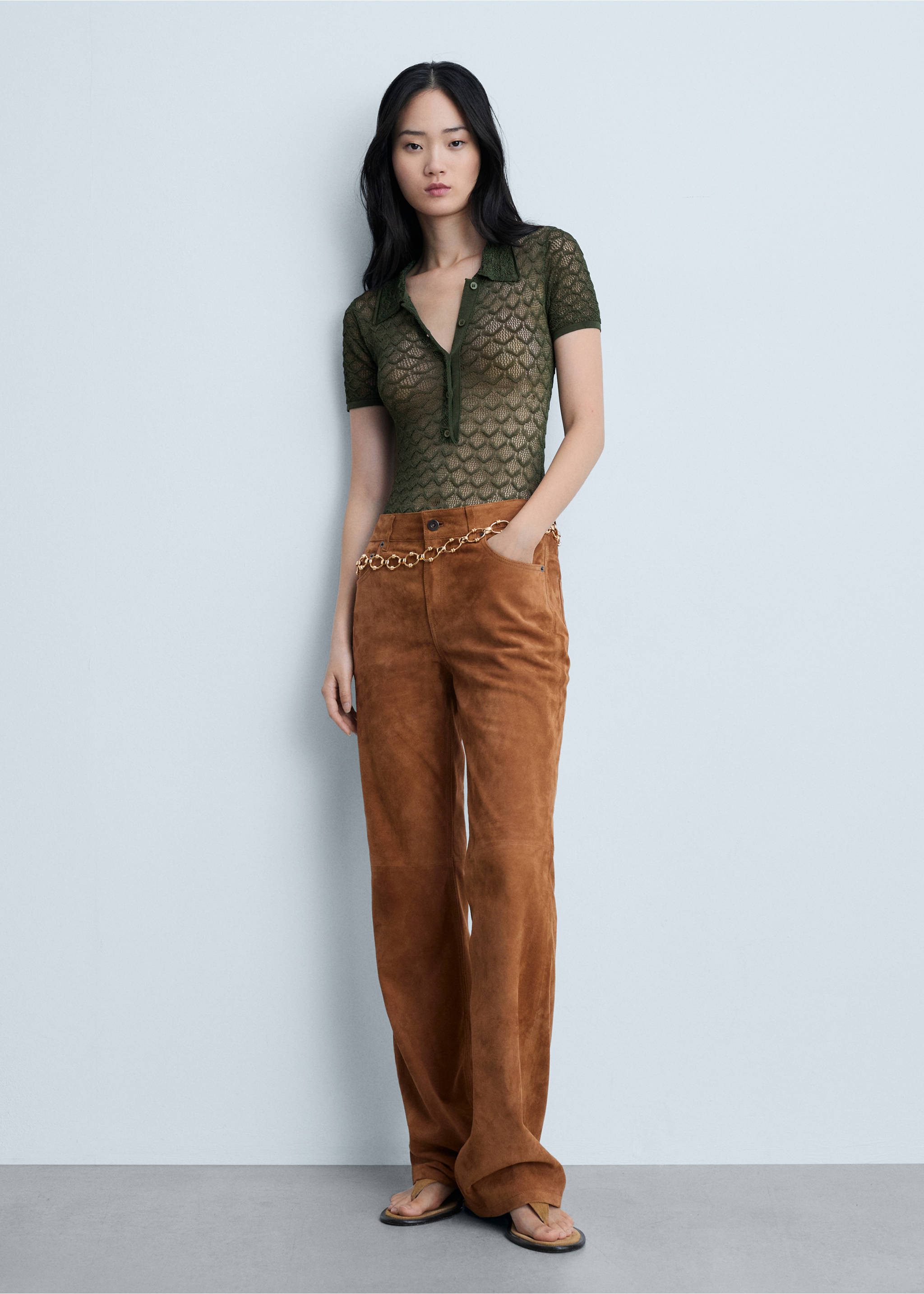 Flared pleated trousers - General plane, Pastel Green. Ref: 77074791-00.